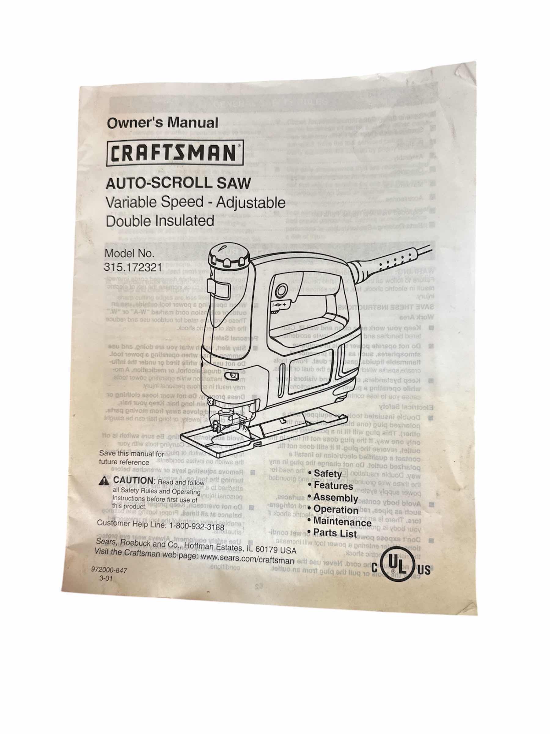 Photo 1 of CRAFTSMAN AUTO-SCROLL SAW IN CASE. MODEL 315 172321