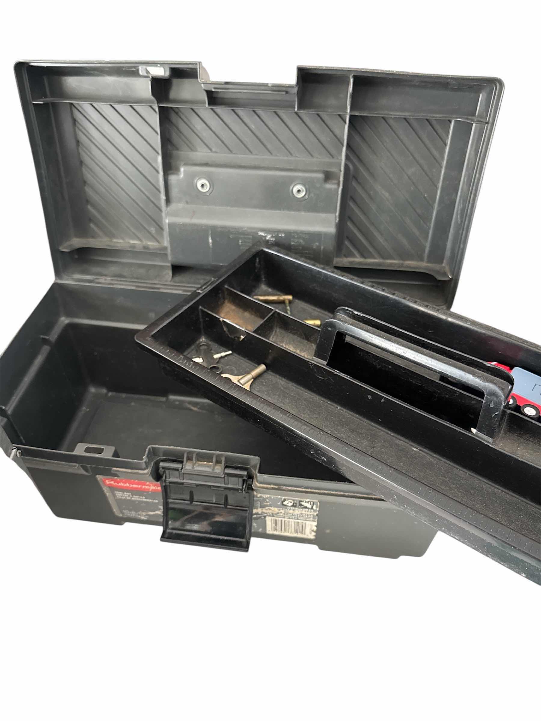 Photo 1 of RUBBERMAID TOOLBOX AND METAL BOX WITH KEY