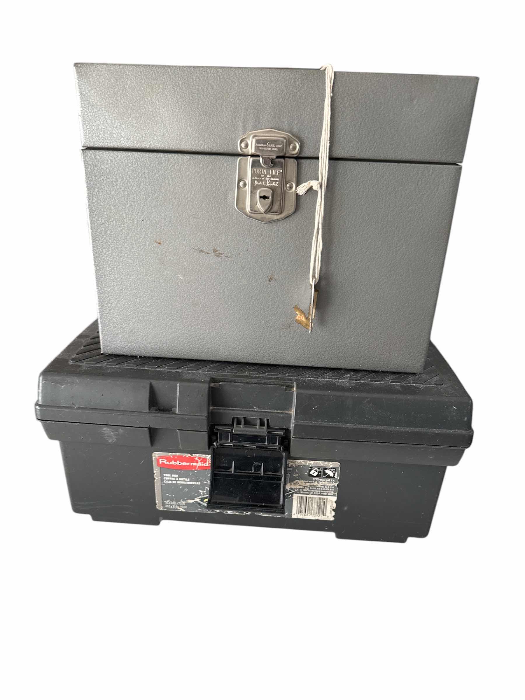 Photo 1 of RUBBERMAID TOOLBOX AND METAL BOX WITH KEY