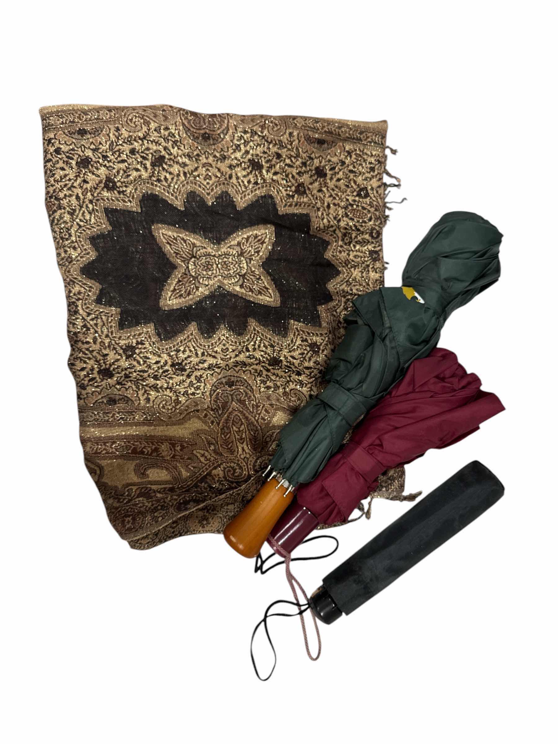 Photo 1 of SCARF AND 3 UMBRELLAS