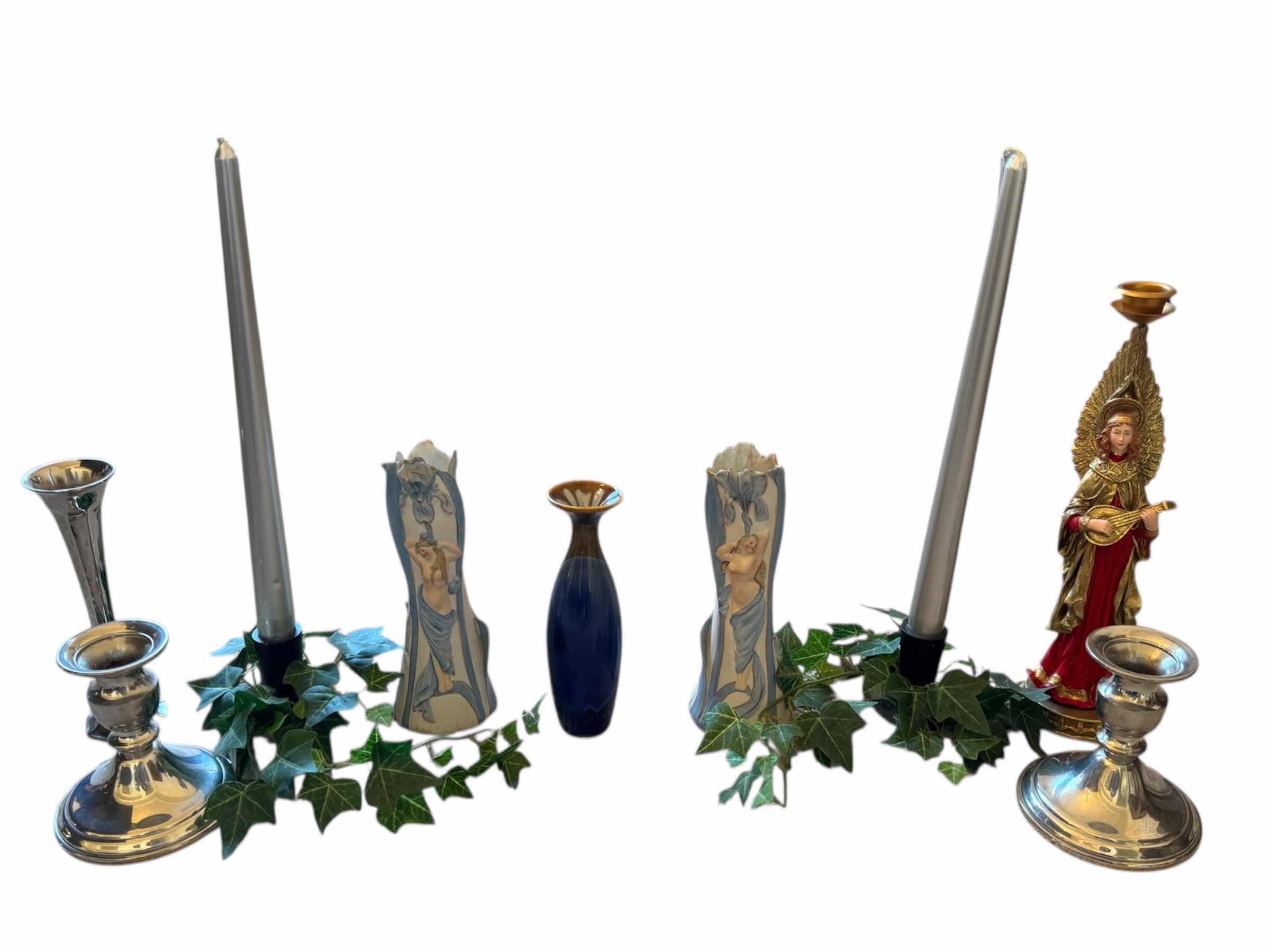 Photo 1 of 120
ASSORTED HOME DECOR, HOME ESSENTIALS, CANDLE HOLDERS, PORCELAIN VASES, SILVER PLATED VASES, ANGEL CANDLE HOLDER

LARGE CANDLE WITH CANDLE HOLDER
D2” X H14”