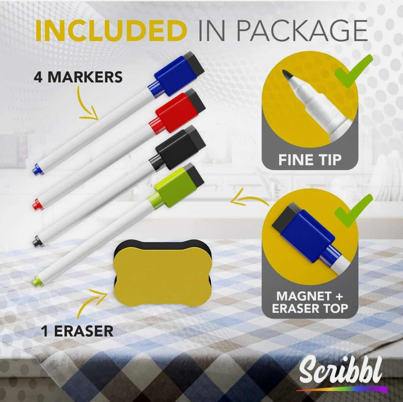 Photo 5 of BRAND NEW CASE OF 20 SCRIBBL MAGNETIC WHITEBOARD WITH 4 DRY ERASE WHITE BOARD MARKERS & 1 ERASER