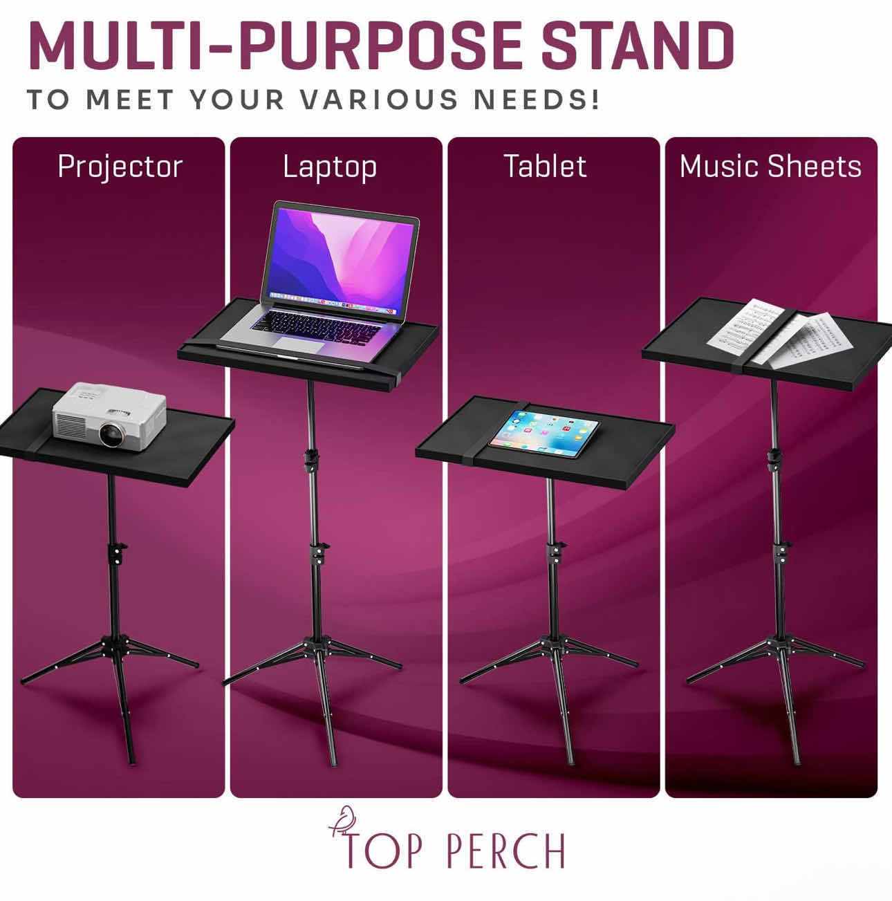 Photo 1 of BRAND NEW SET OF 10 PROJECTOR STANDS, PORTABLE  WITH 3 ADJUSTABLE HEIGHTS OF 18.5”, 29.5”, 42.5” | HOLDS 6.5 lbs