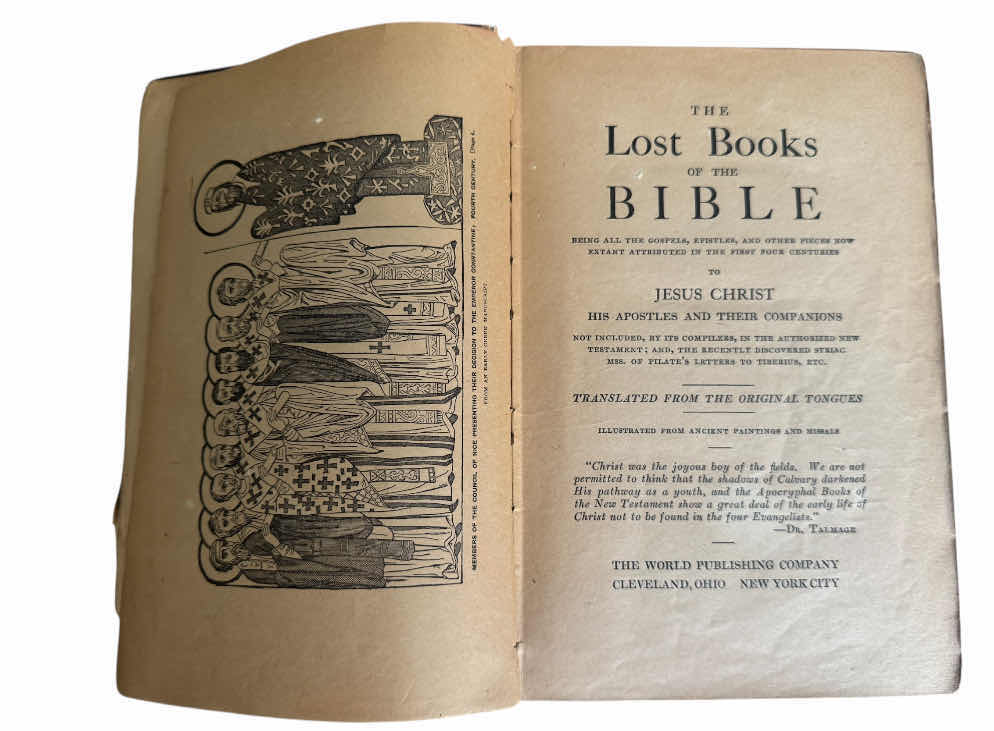 Photo 1 of 160
VINTAGE ANTIQUE ASSORTED BOOKS, LEATHER COVER AND BIBLES

THE LOST BOOKS OF THE BIBLE
8.5” X 6” X H1.5”