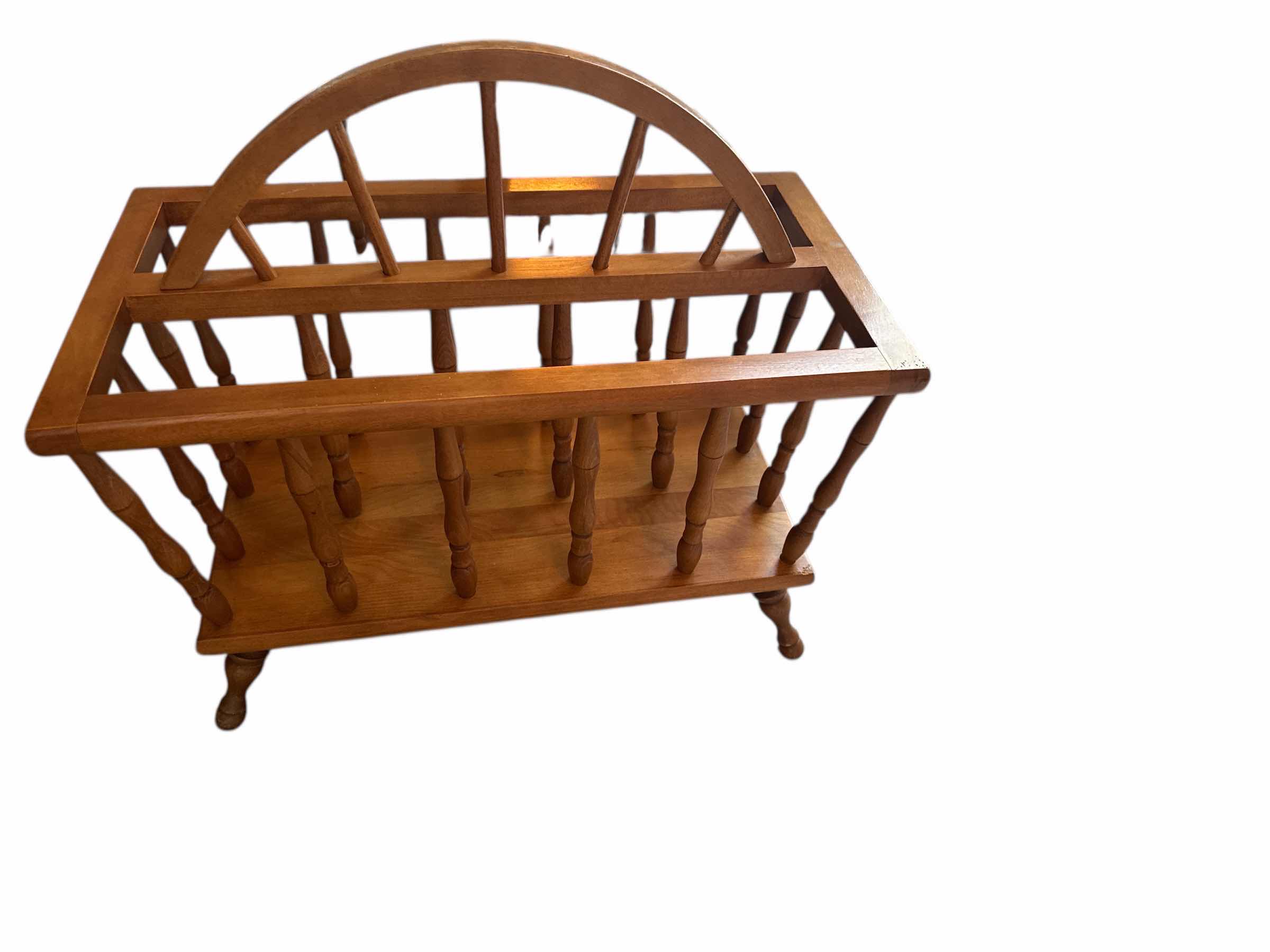 Photo 1 of 2 WOOD BEVELED EDGE MIRRORS 19“ x 29“ & WOOD MAGAZINE RACK