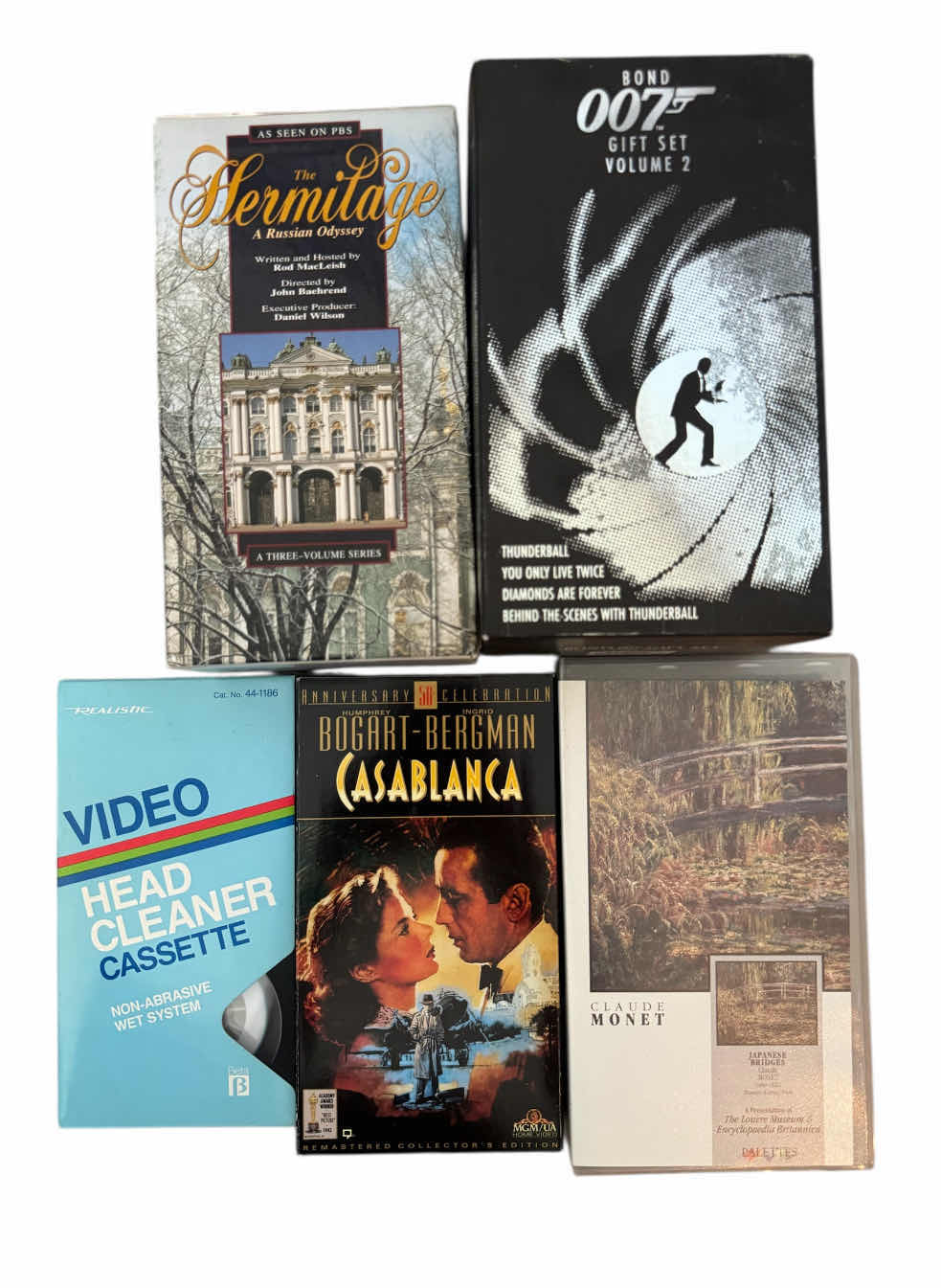 Photo 1 of 50
VINTAGE ASSORTED VHS MOVIES AND VIDEO HEAD CLEANER, CASABLANCA, BOND 007 GIFT SET VOLUME 2, PBS THE HERITAGE A RUSSIAN ODYSSEY.