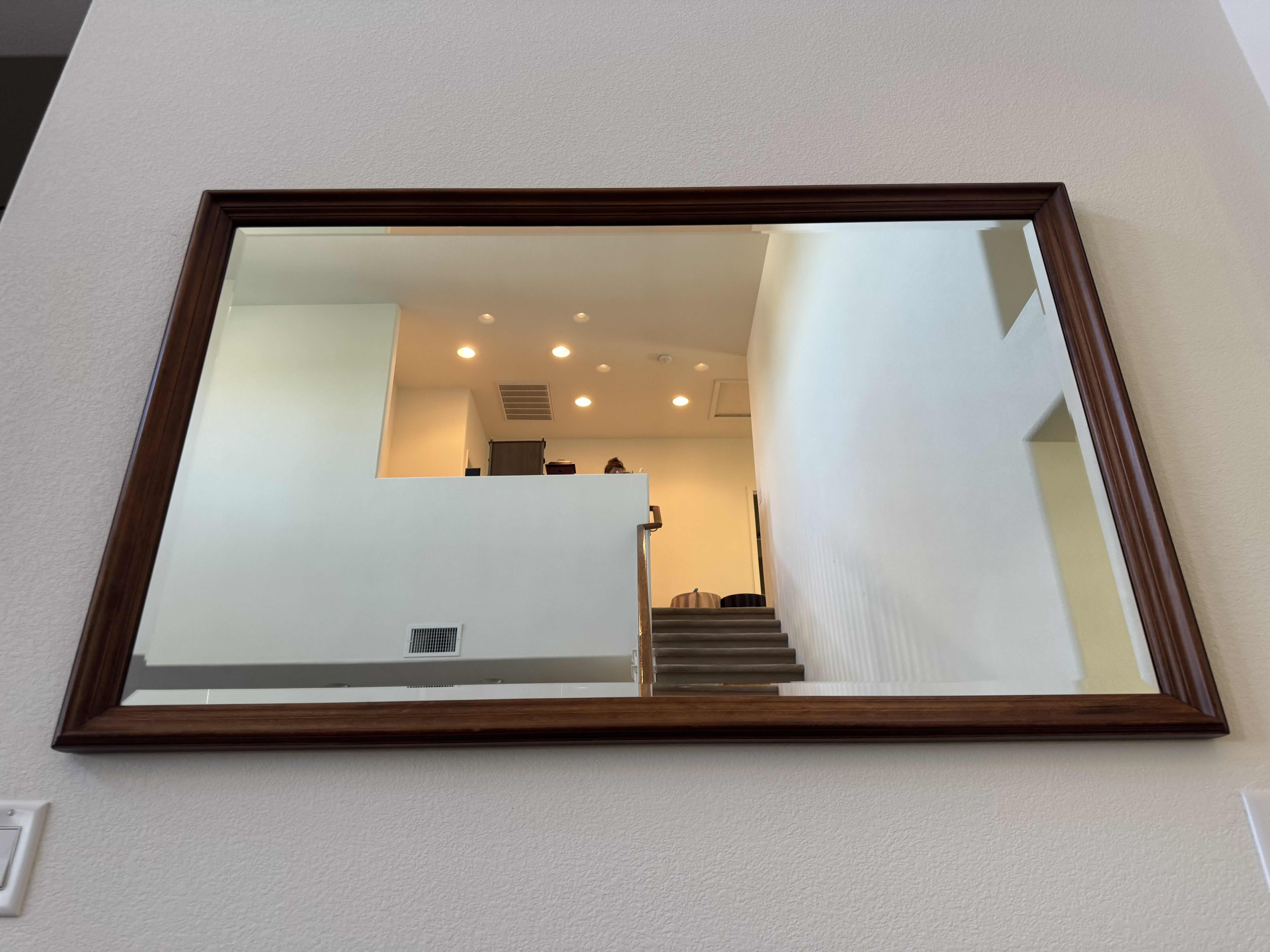 Photo 1 of 40
VINTAGE RECTANGULAR WOODEN FRAMED MIRROR, HANGING MIRROW, OAKWOOD LIKE. HOME DECOR, HOME ESSENTIALS.

34” X 54” X H2”