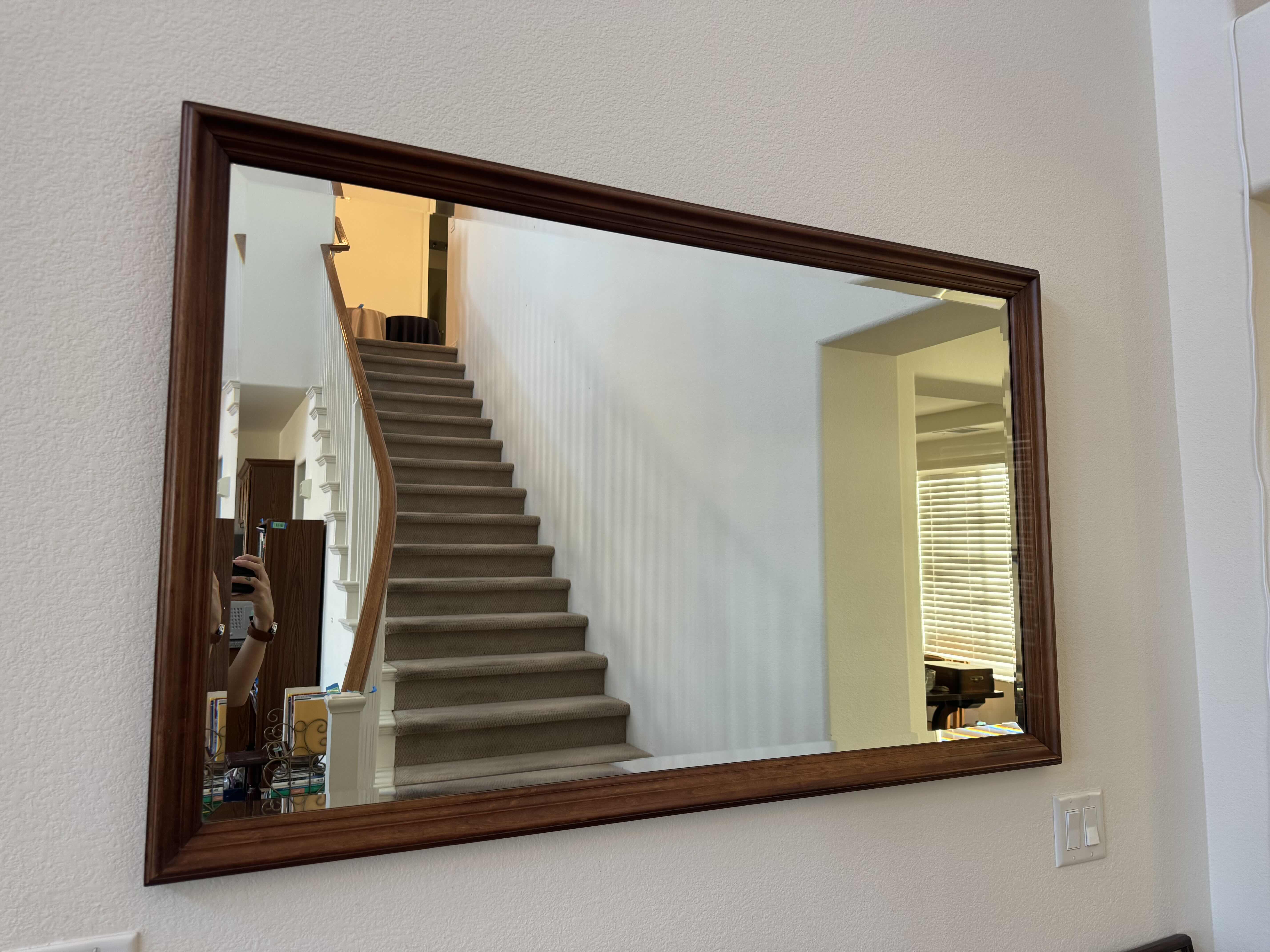 Photo 1 of 40
VINTAGE RECTANGULAR WOODEN FRAMED MIRROR, HANGING MIRROW, OAKWOOD LIKE. HOME DECOR, HOME ESSENTIALS.

34” X 54” X H2”