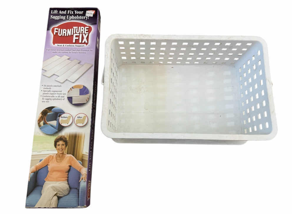 Photo 1 of 45
ASSORTED HOME GOODS, ORGANIZATION, MAGAZINE RACK HOLDER, STORAGE CONTAINER AND BASKET, WOODEN TEAC WITH GLASS DOOR, FURNITURE FIX LIFT SAGGING UPHOLSTERY, 5 ITEMS

WOODEN MAGAZINE RACK

5” X 18” X H11”