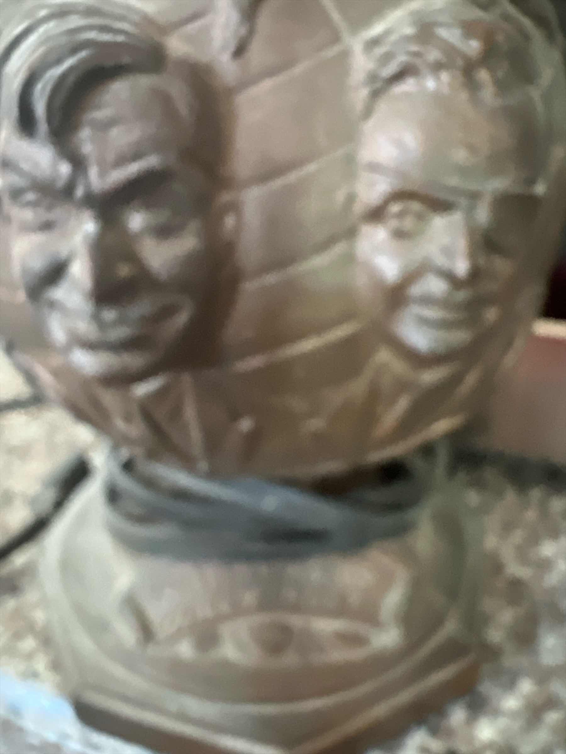 Photo 1 of $350 WILL ROGERS WILEY POST LAMP - VINTAGE 1930s - RAIAED RLEIF METAL NASE FEATURING ROGERS AND POST AND A BIPLANE - FROST GLASS GLOBE -  ELECTRIC LAMP