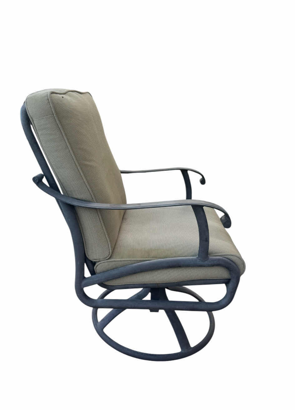 Photo 1 of 35
OUTDOOR/PATION ROCKING/SWIVEL CHAIR WITH CUSHIONS, METAL. TAN/DARK BROWN

30” X 24” X H38”