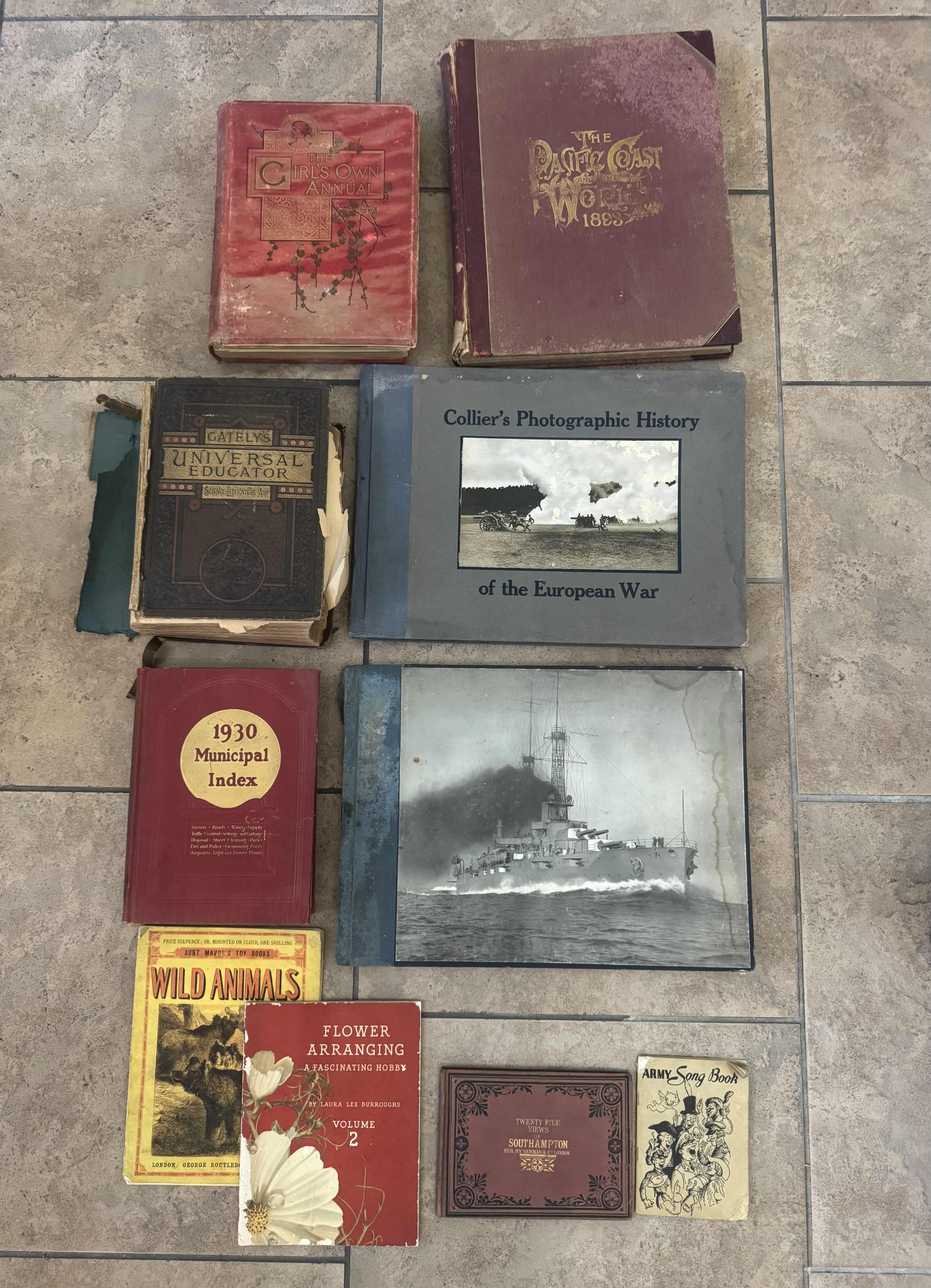 Photo 1 of 160
ASSORTED ANTIQUE AND VINTAGE BOOKS, BOOK COLLECTION, MAPS, ARTWORK, ART COLLECTION

THE PACIFIC COAST AND THE WORLD 1893
14” X 12” X H1.5”