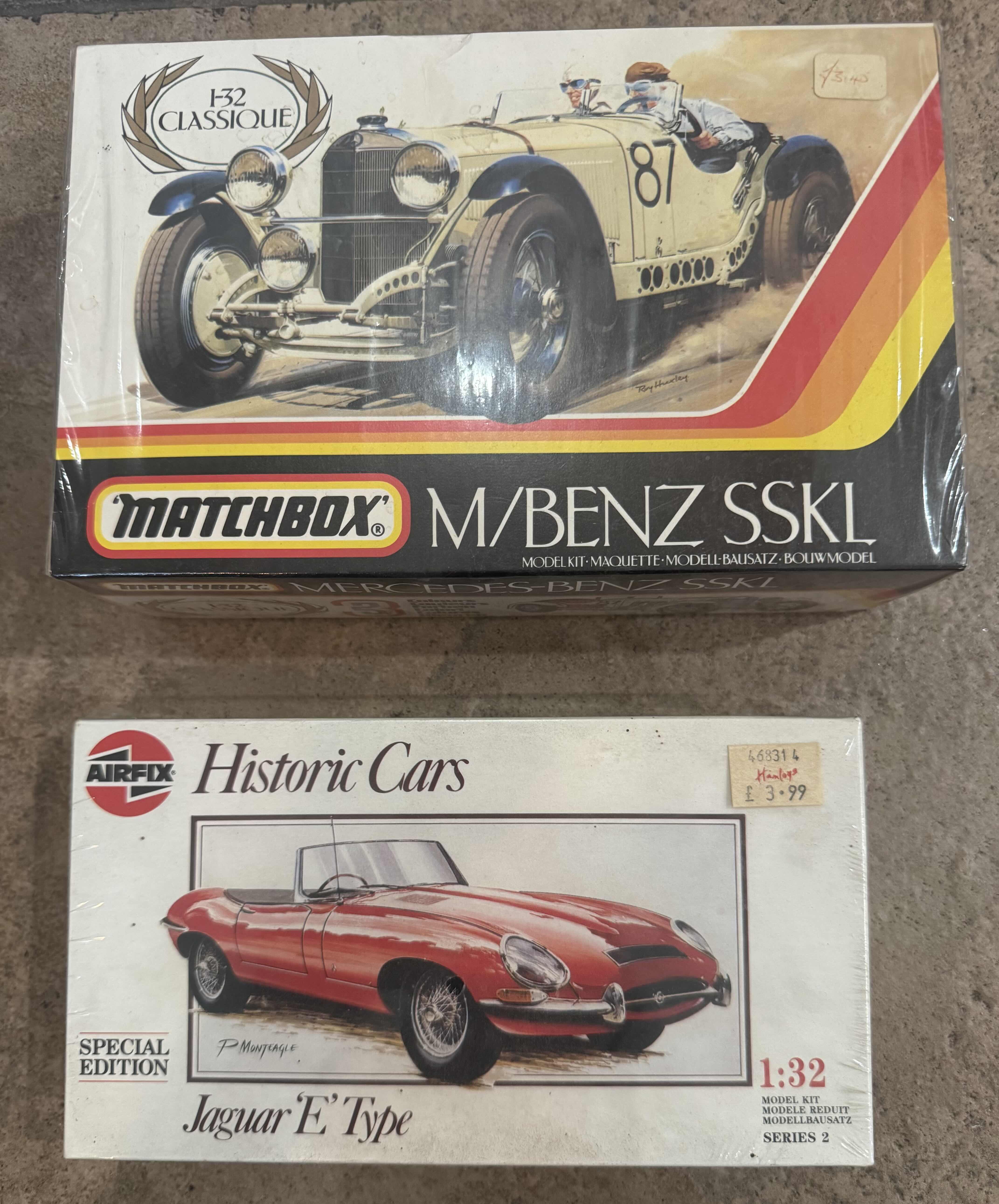 Photo 1 of 100
2- VINTAGE SEALED MODEL KIT, MATCHBOX M/BENZ SSKL PK-307 AND AIRFIX JAGUAR E TYPE SPECIAL EDITION 02415
