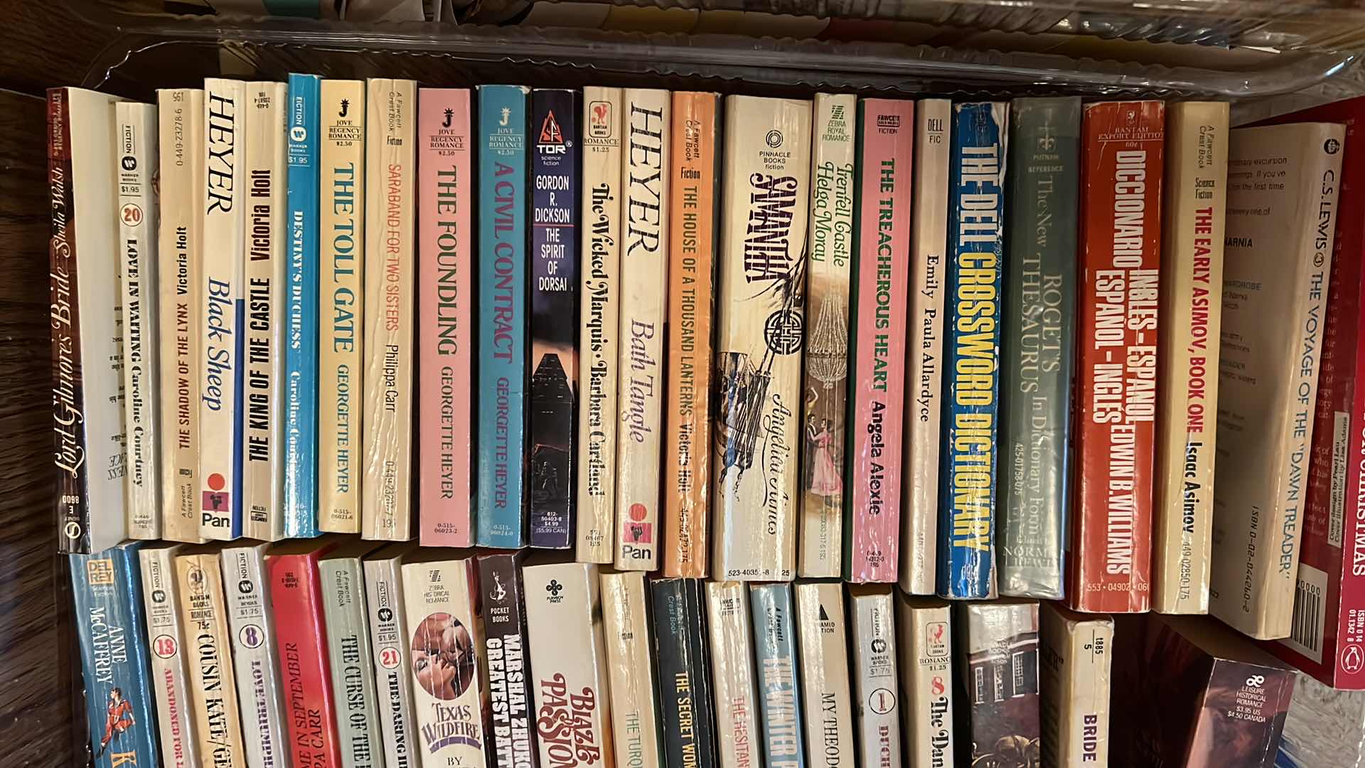 Photo 1 of PLASTIC TRAY WITH COLLECTION PAPERBACK BOOKS