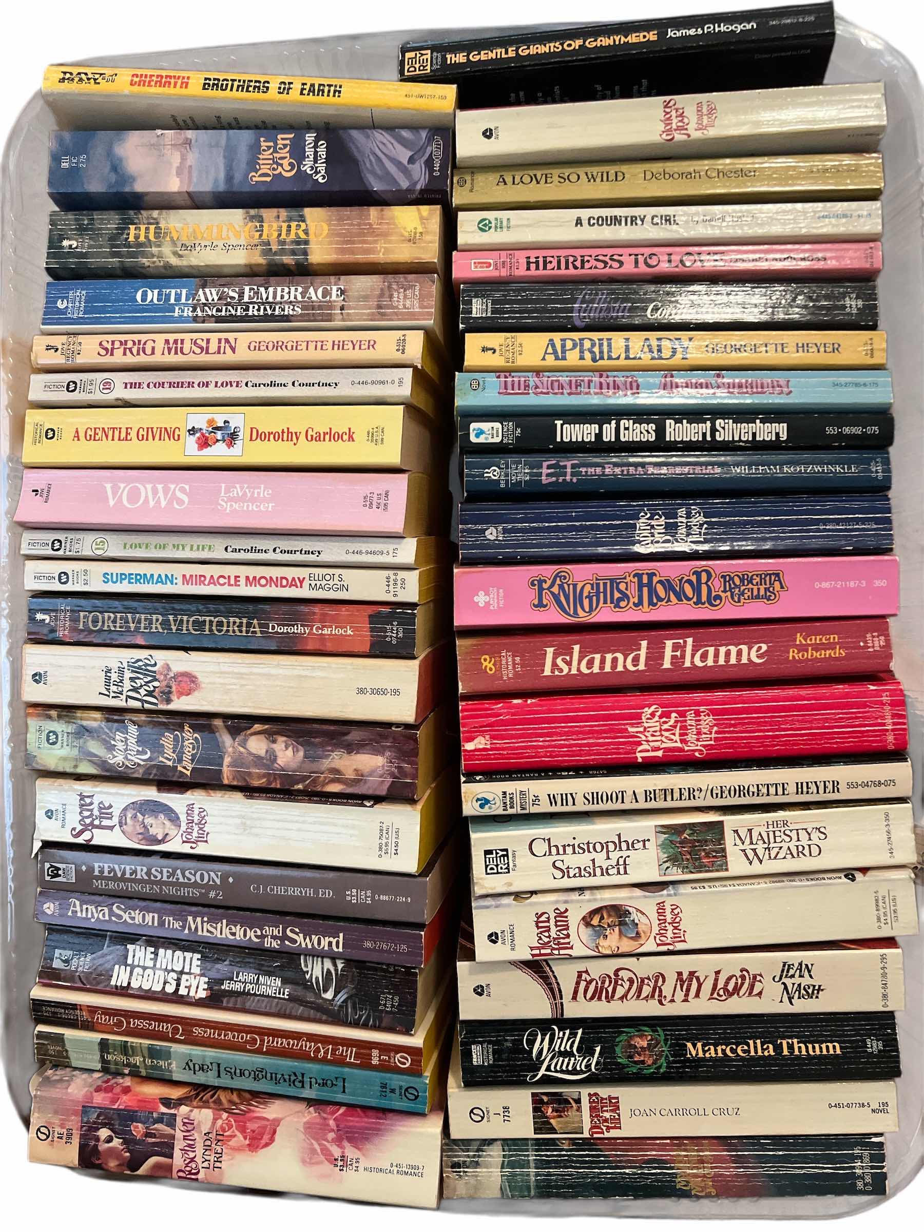 Photo 1 of PLASTIC TRAY OF ROMANCE NOVELS