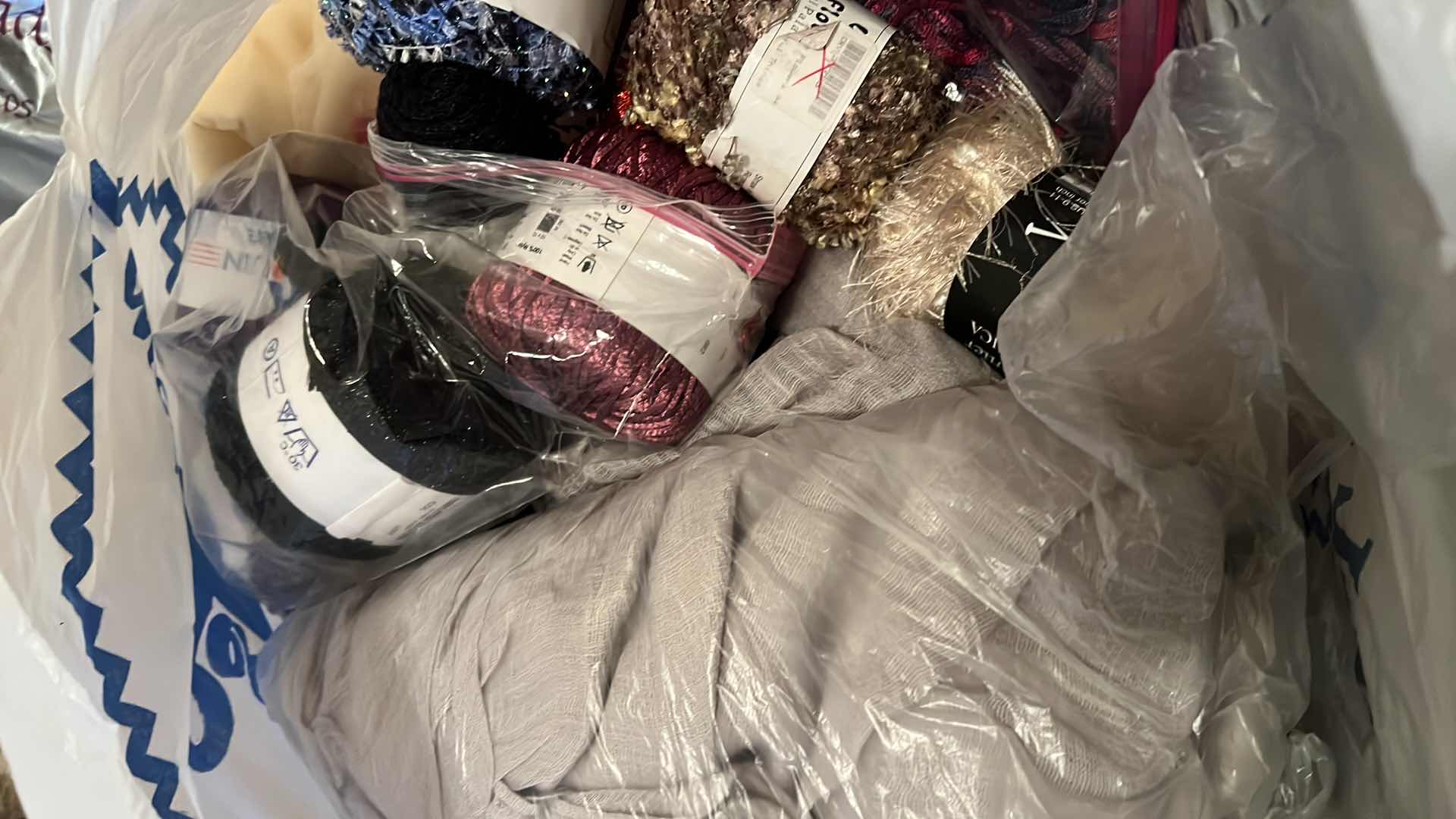 Photo 1 of BAG OF CRAFTING CLOTH, THREAD AND YARN