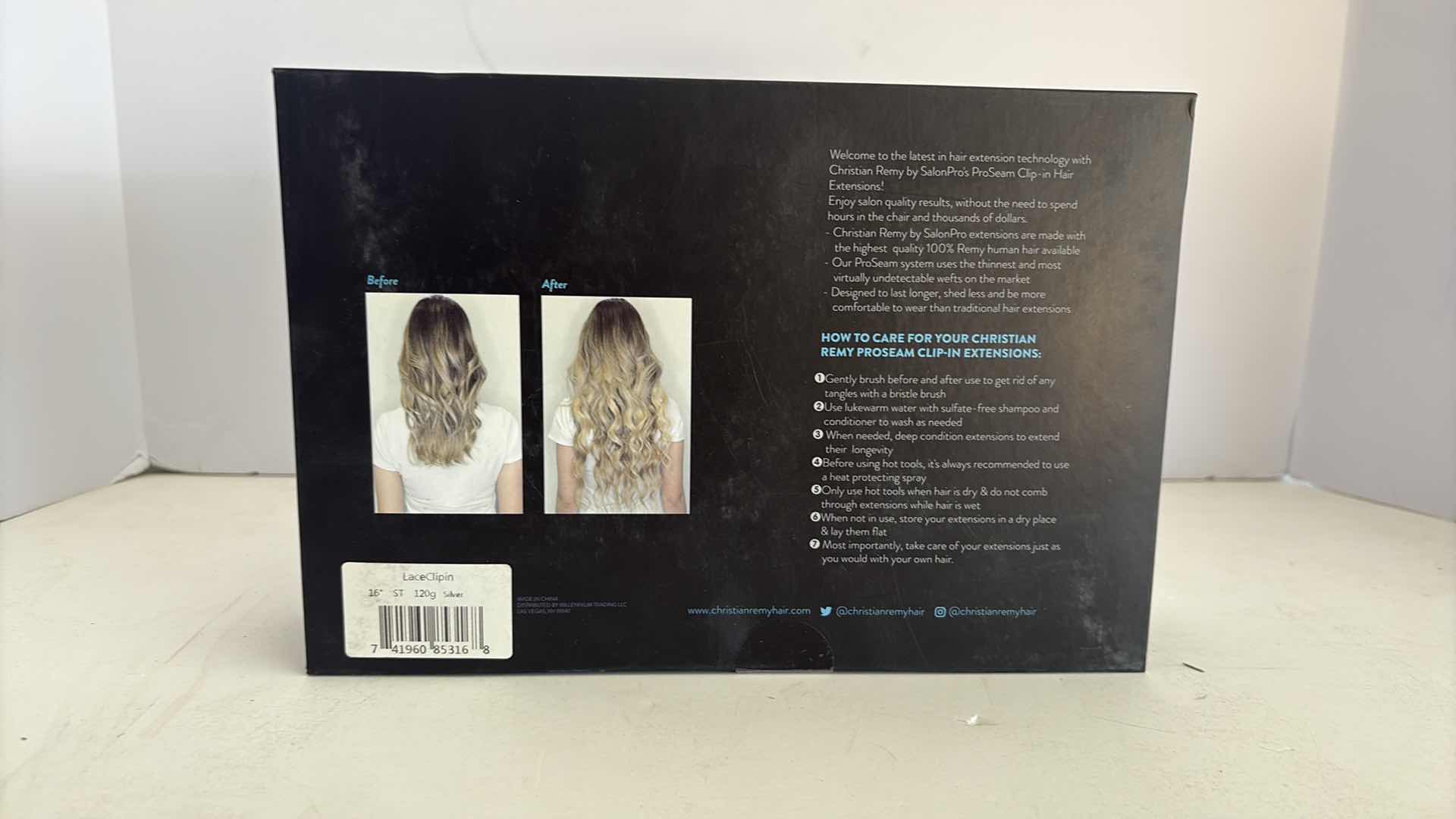 Photo 1 of SALONPRO CHRISTIAN REMY PRO SEAM CLIP IN HAIR EXTENSIONS 16”120g “SILVER”