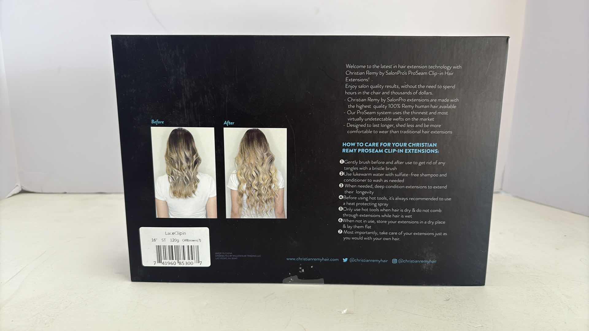Photo 1 of SALONPRO CHRISTIAN REMY PRO SEAM CLIP IN HAIR EXTENSIONS 16” 120g “OFF BROWN”