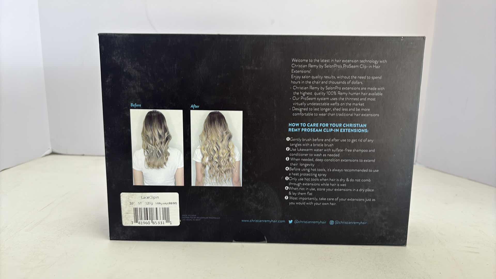 Photo 1 of SALONPRO CHRISTIAN REMY PRO SEAM CLIP IN HAIR EXTENSIONS 16” 120g “ MILKYWAY”