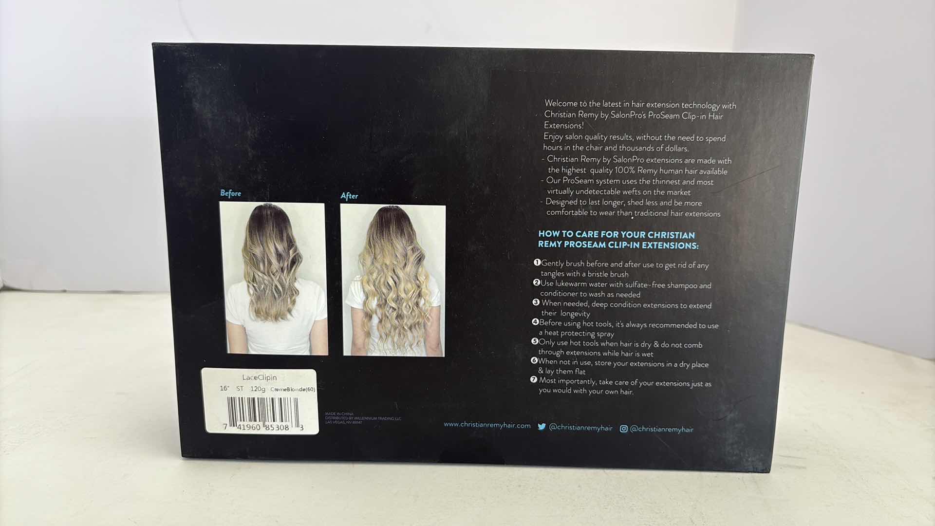 Photo 1 of SALONPRO CHRISTIAN REMY PRO SEAM CLIP IN HAIR EXTENSIONS 16” 120g “ CRÈME BLONDE”