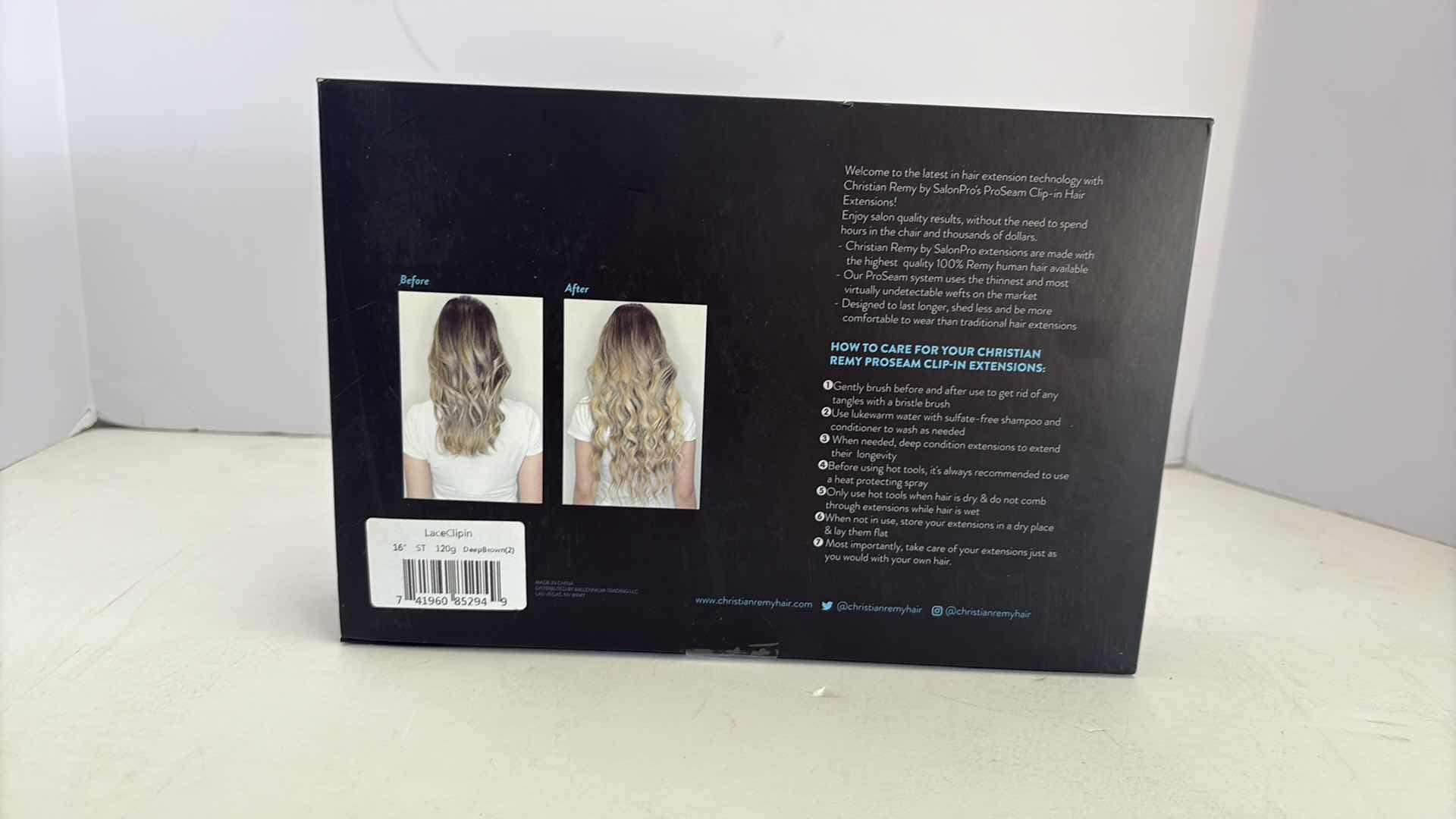 Photo 1 of SALONPRO CHRISTIAN REMY PRO SEAM CLIP IN HAIR EXTENSIONS 16” 120g “DEEP BROWN”