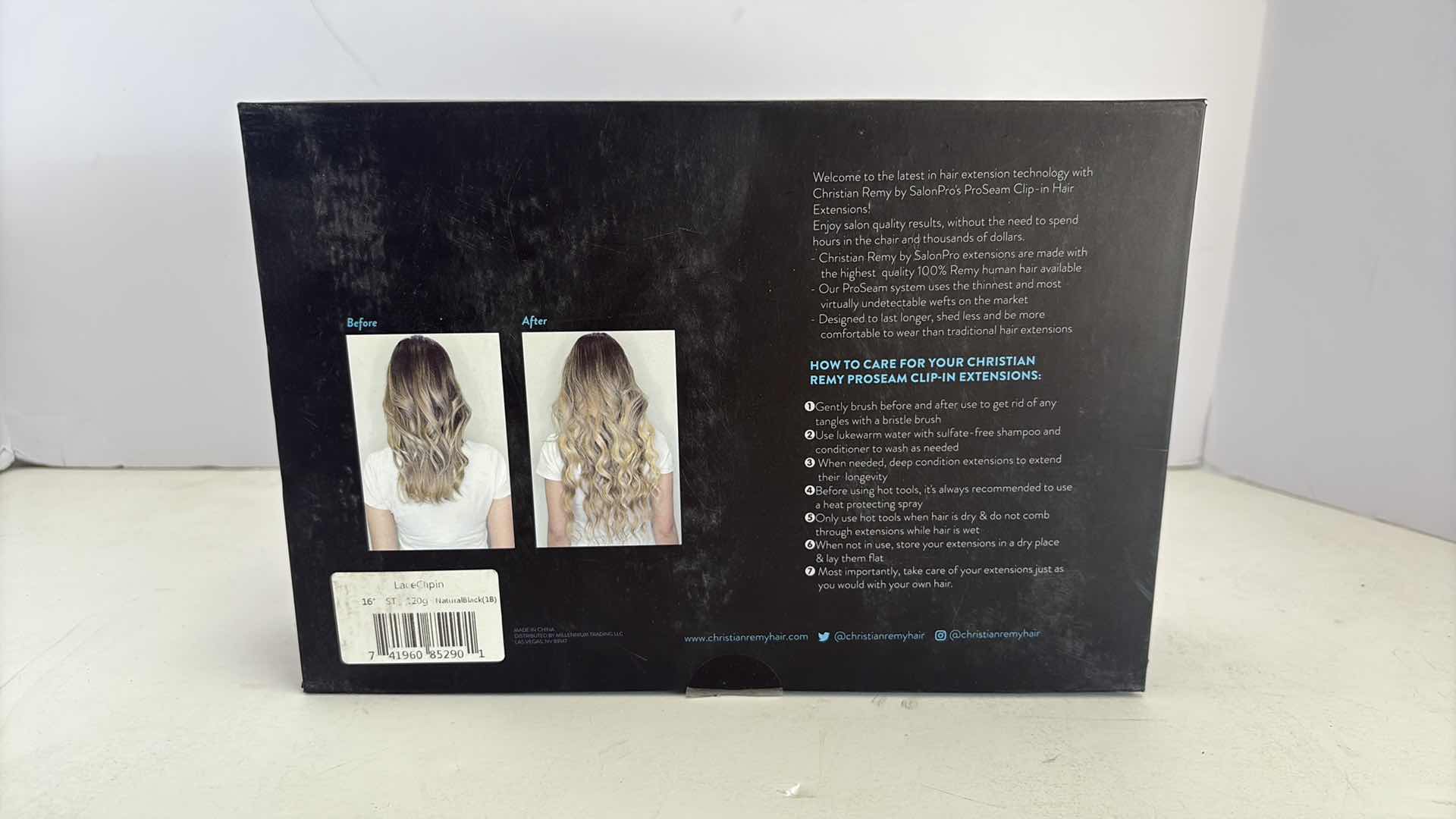 Photo 1 of SALONPRO CHRISTIAN REMY PRO SEAM CLIP IN HAIR EXTENSIONS 16” 120g “NATURAL BLACK”