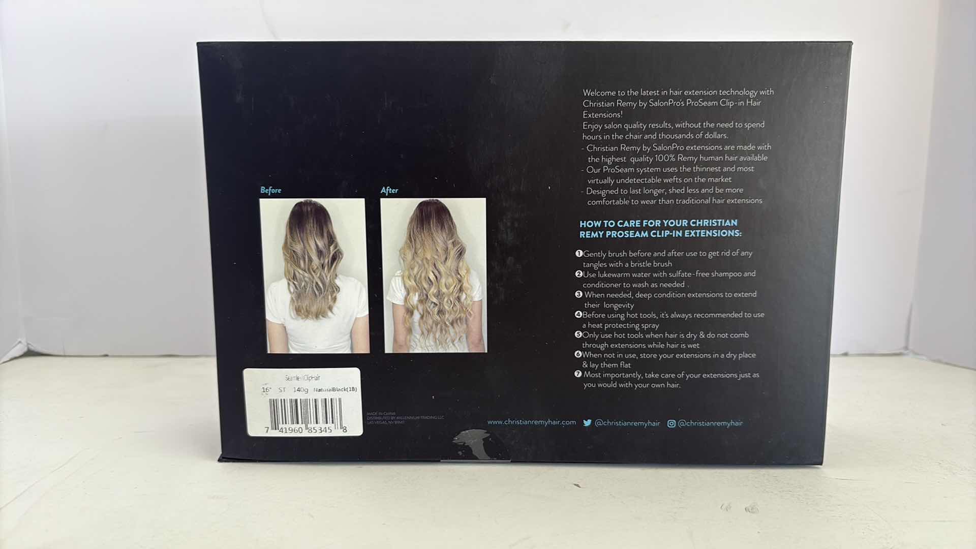Photo 1 of SALONPRO CHRISTIAN REMY PRO SEAM CLIP IN HAIR EXTENSIONS 16” 140g “NATURAL BLACK”
