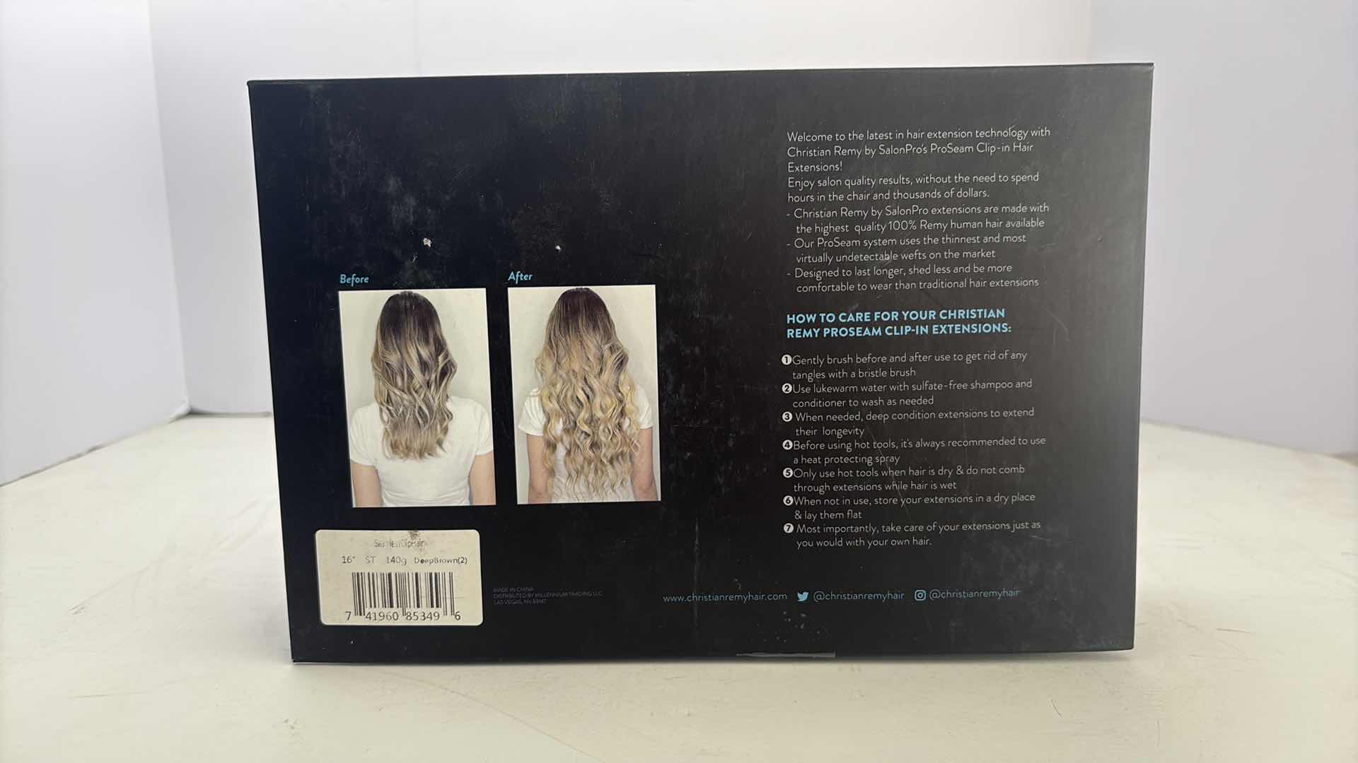 Photo 1 of SALONPRO CHRISTIAN REMY PRO SEAM CLIP IN HAIR EXTENSIONS 16” 140g “DEEP BROWN”