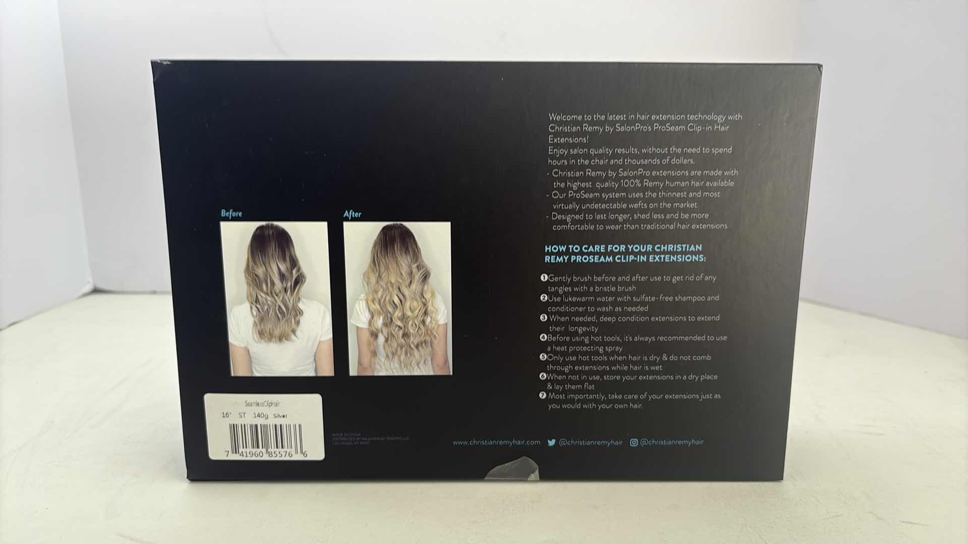 Photo 1 of SALONPRO CHRISTIAN REMY PRO SEAM CLIP IN HAIR EXTENSIONS 16” 140g “SILVER”