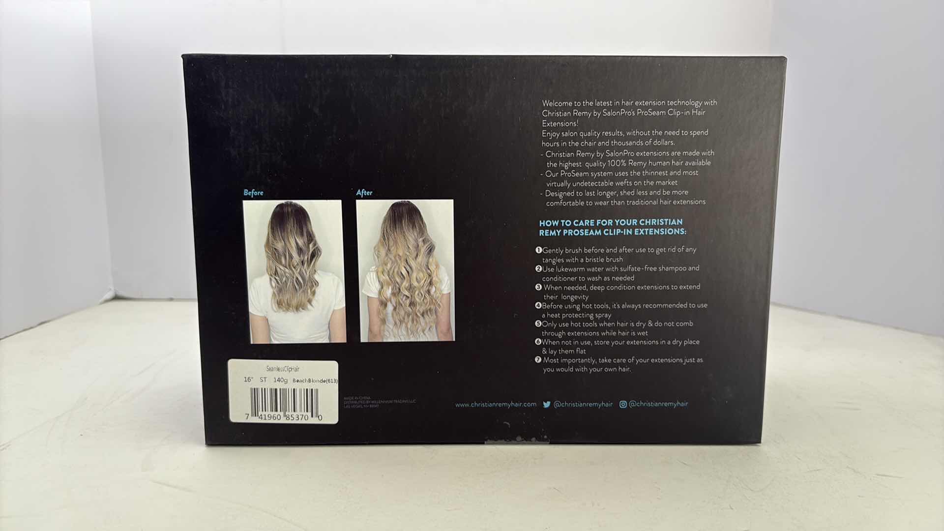 Photo 1 of SALONPRO CHRISTIAN REMY PRO SEAM CLIP IN HAIR EXTENSIONS 16” 140g “BEACH BLONDE”