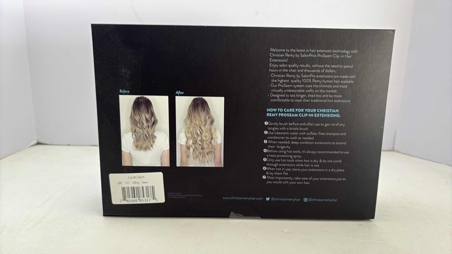 Photo 1 of SALONPRO CHRISTIAN REMY PRO SEAM CLIP IN HAIR EXTENSIONS 18” 120g “SILVER”