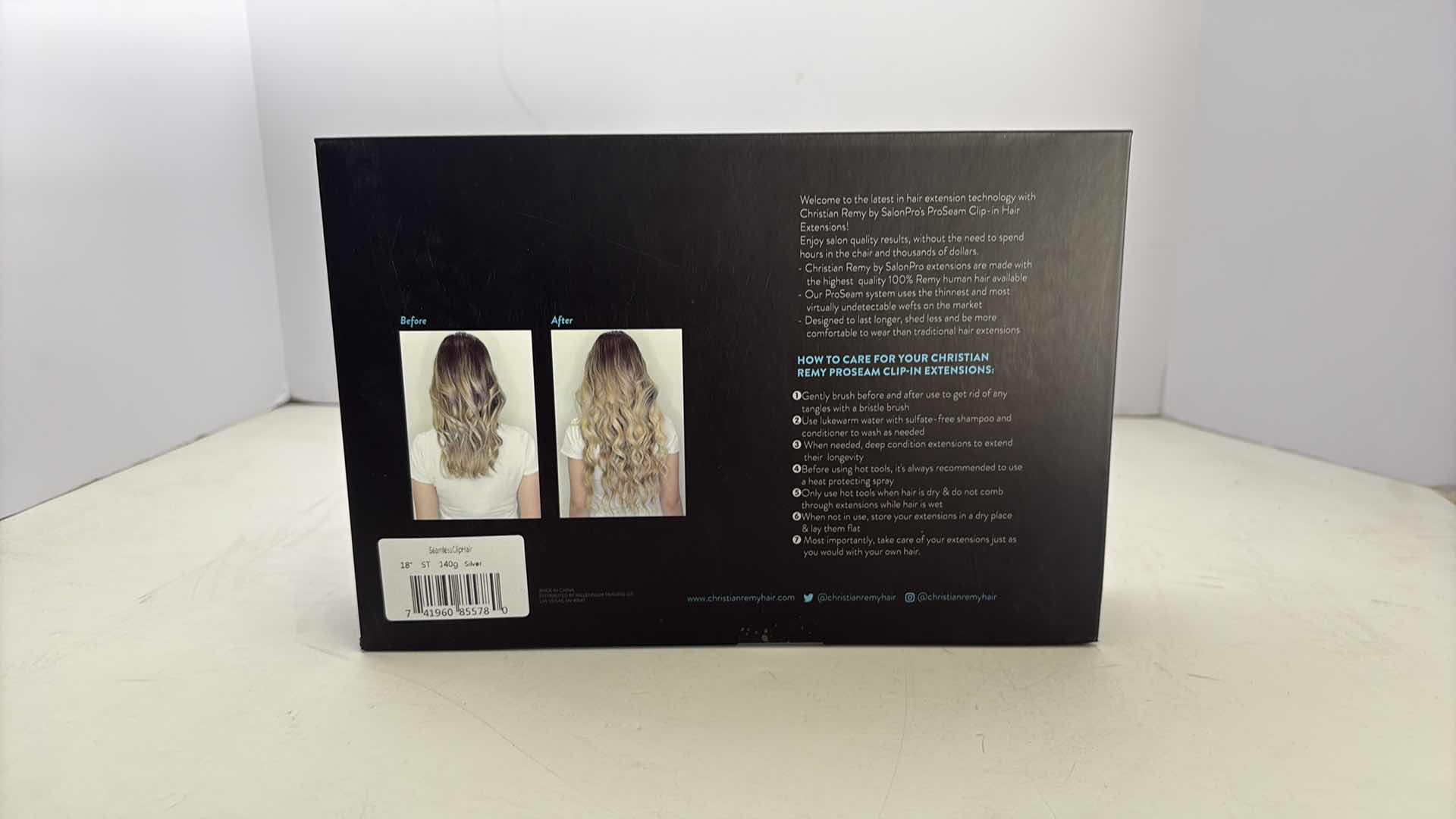 Photo 1 of SALONPRO CHRISTIAN REMY PRO SEAM CLIP IN HAIR EXTENSIONS 18” 140g “SILVER”