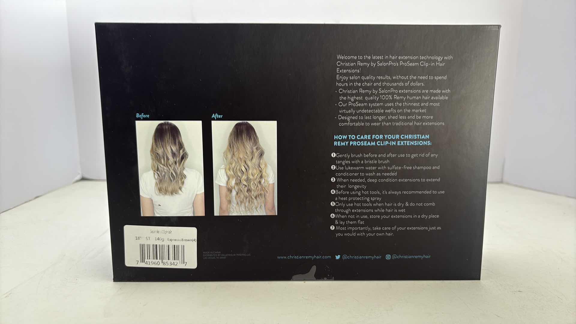 Photo 1 of SALONPRO CHRISTIAN REMY PRO SEAM CLIP IN HAIR EXTENSIONS 18” 140g “ESPRESSO BROWN”