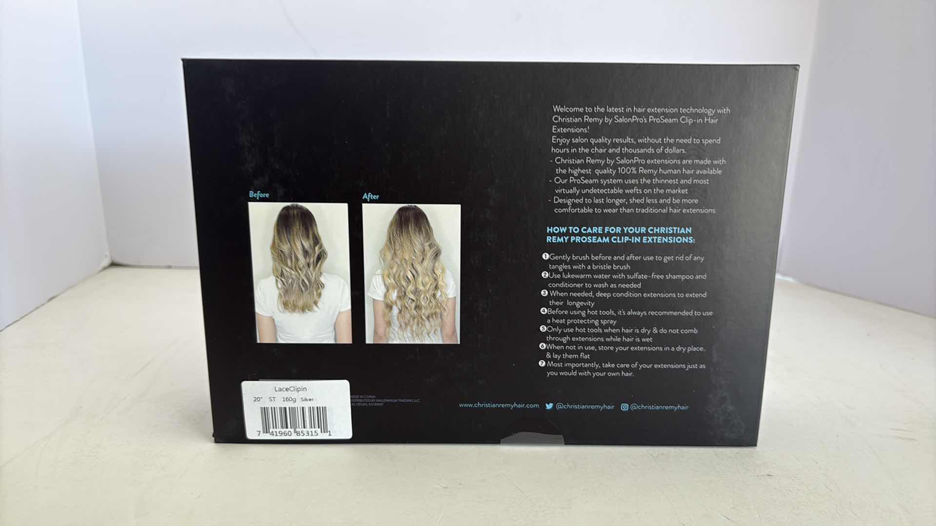 Photo 1 of SALONPRO CHRISTIAN REMY PRO SEAM CLIP IN HAIR EXTENSIONS 20” 160g “SILVER”