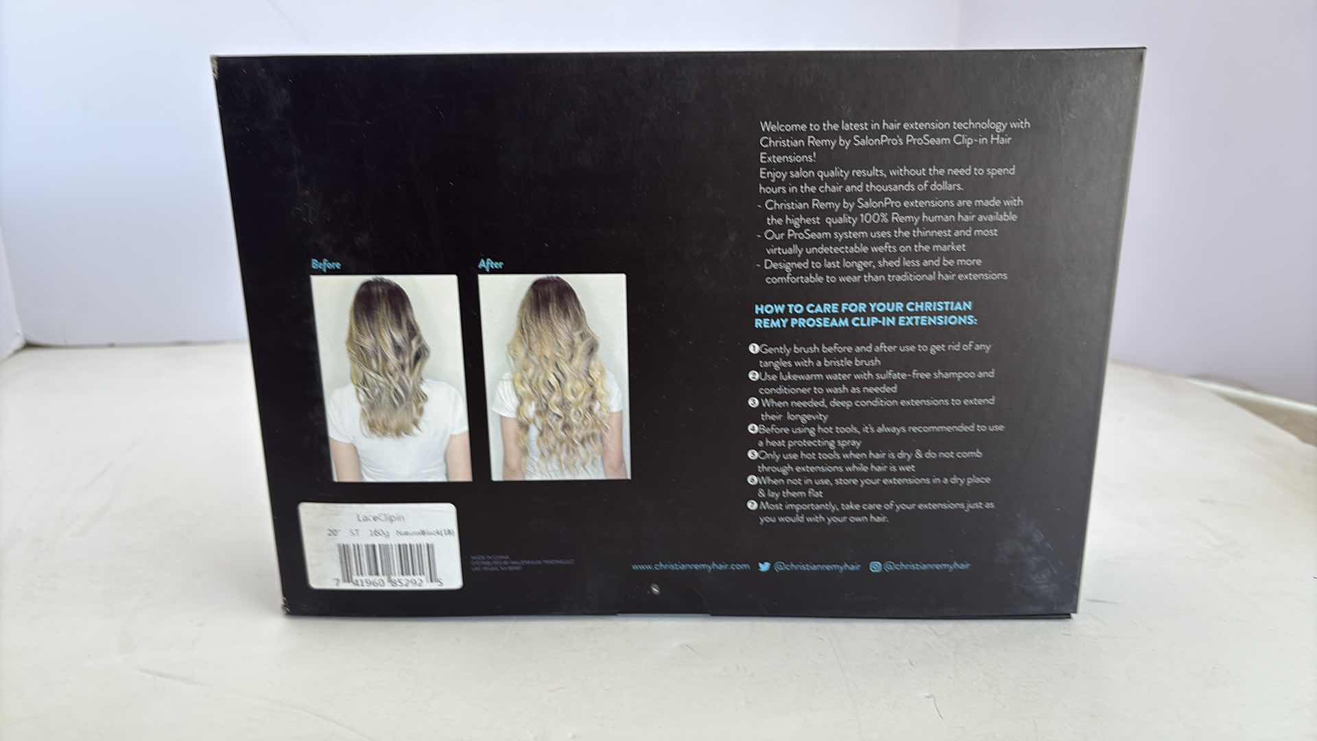 Photo 1 of SALONPRO CHRISTIAN REMY PRO SEAM CLIP IN HAIR EXTENSIONS 20” 160g “NATURAL BLACK”