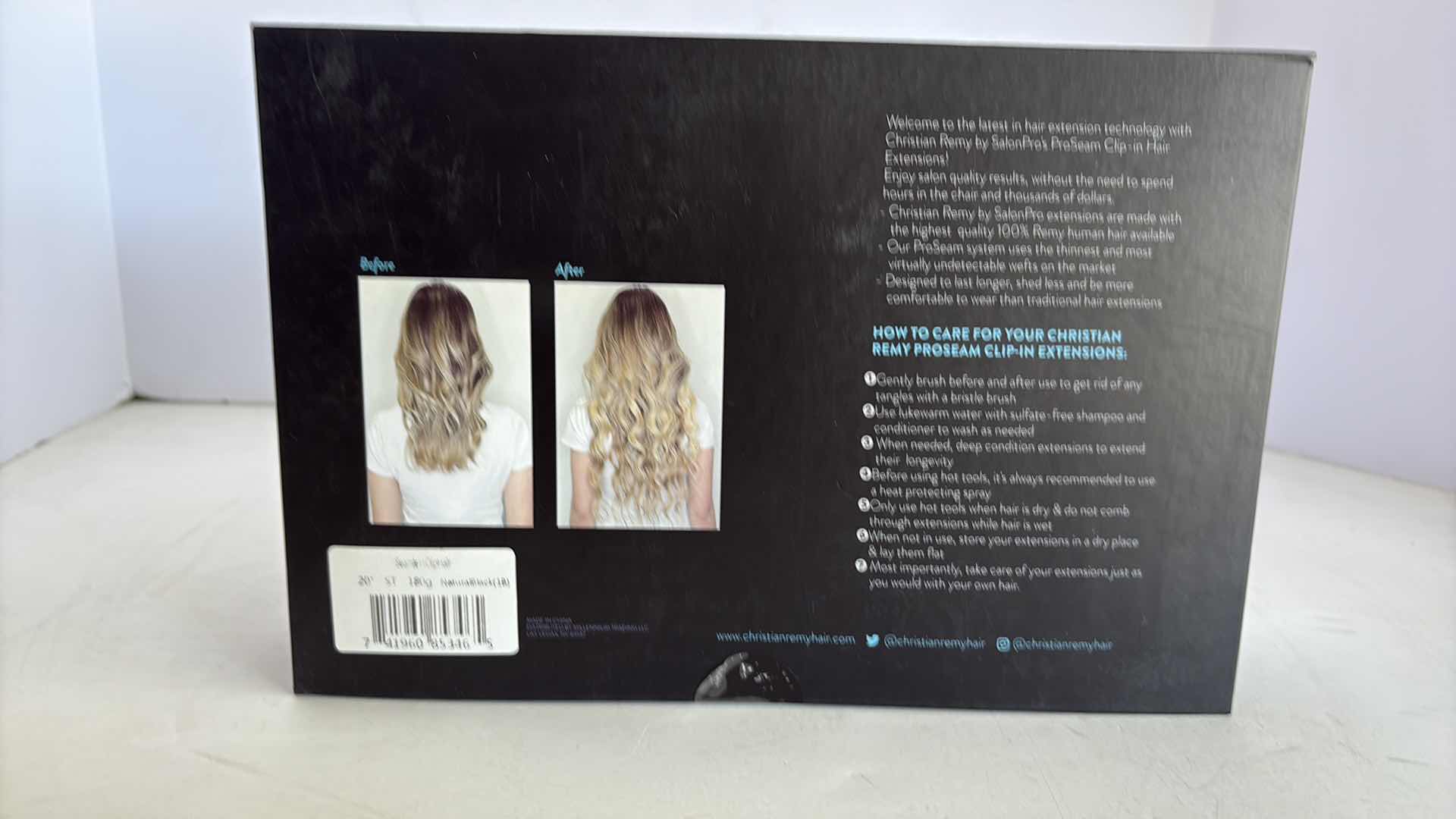Photo 1 of SALONPRO CHRISTIAN REMY PRO SEAM CLIP IN HAIR EXTENSIONS 20” 180g “ NATURAL BLACK”