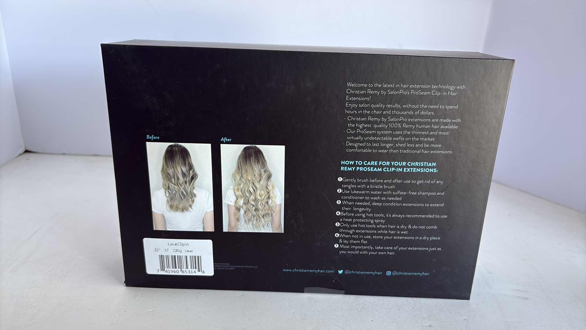 Photo 1 of SALONPRO CHRISTIAN REMY PRO SEAM CLIP IN HAIR EXTENSIONS 22” 220g “SILVER”
