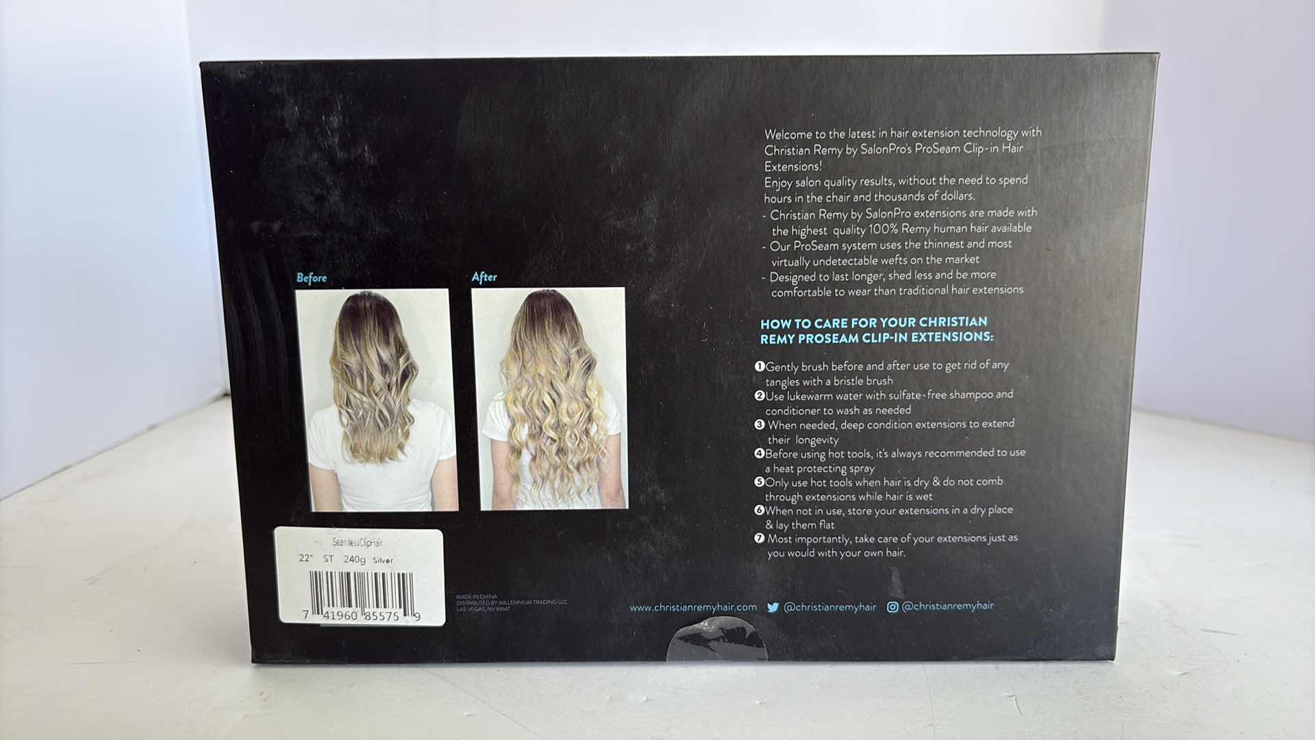 Photo 1 of SALONPRO CHRISTIAN REMY PRO SEAM CLIP IN HAIR EXTENSIONS 22” 240g “SILVER”