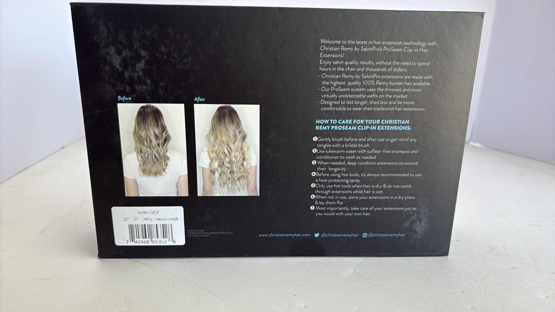 Photo 1 of SALONPRO CHRISTIAN REMY PRO SEAM CLIP IN HAIR EXTENSIONS 22” 240g “DEEP BROWN”