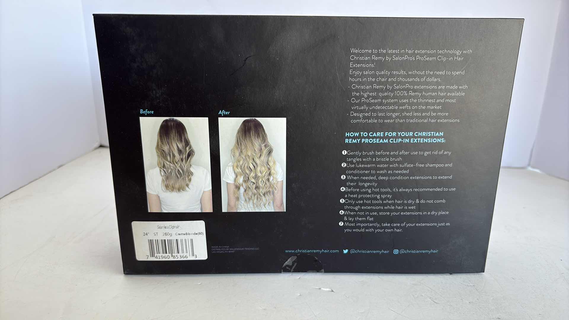 Photo 1 of SALONPRO CHRISTIAN REMY PRO SEAM CLIP IN HAIR EXTENSIONS 24” 260g “CREMEBLONDE”