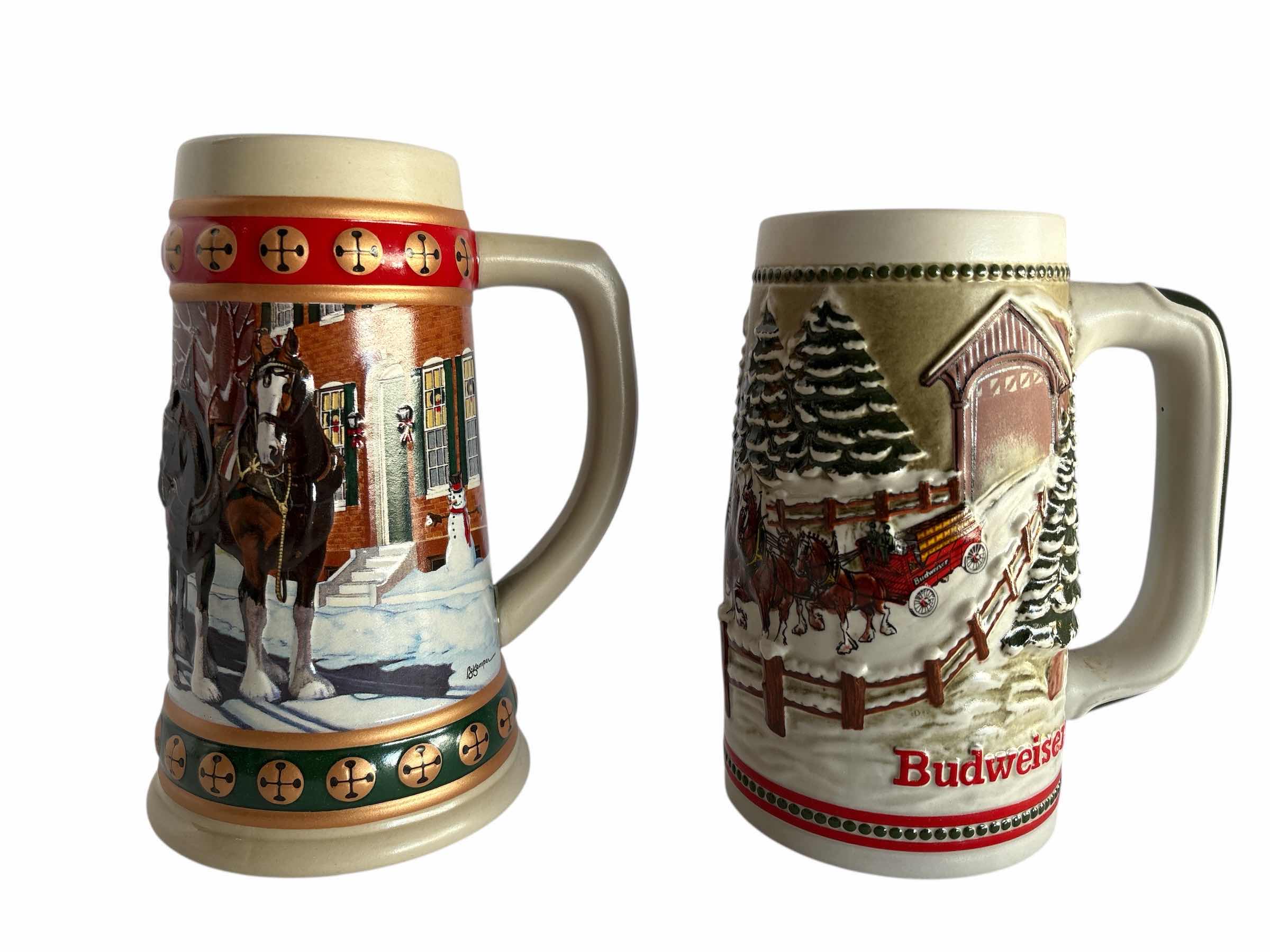 Photo 1 of 2-BUDWEISER HOLIDAY BEER STEIN'S H7”