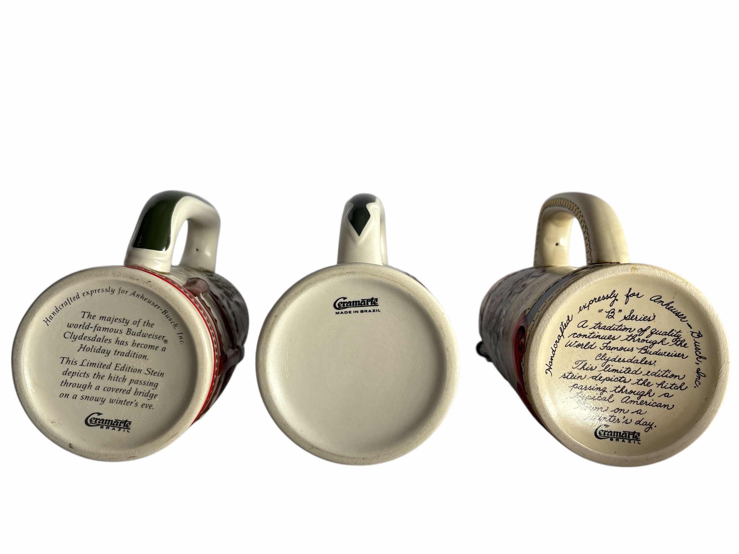 Photo 1 of 3-BUDWEISER HOLIDAY BEER STEIN H6.5”