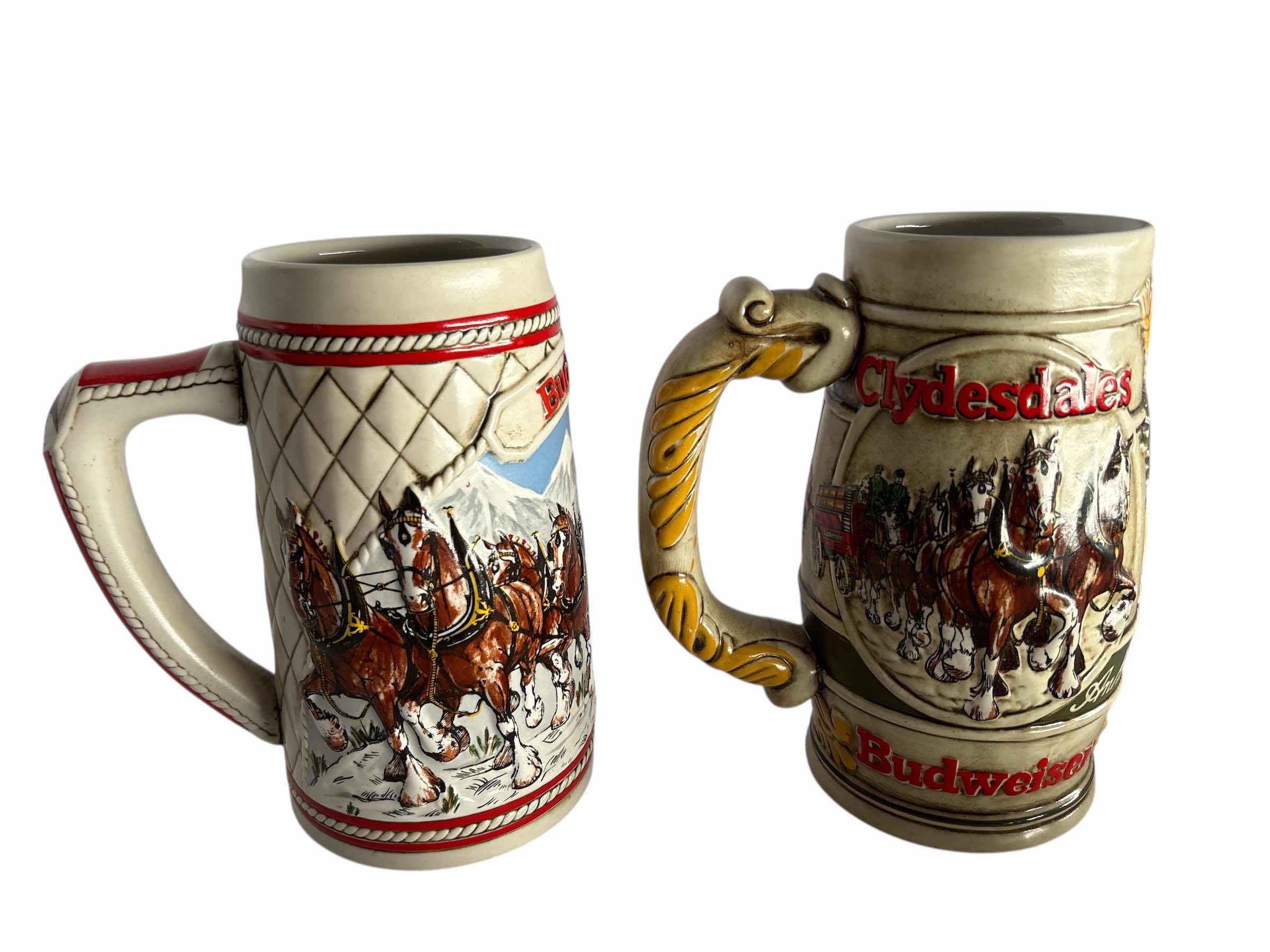 Photo 1 of 2-BUDWEISER HOLIDAY BEER STEIN'S H6.5”