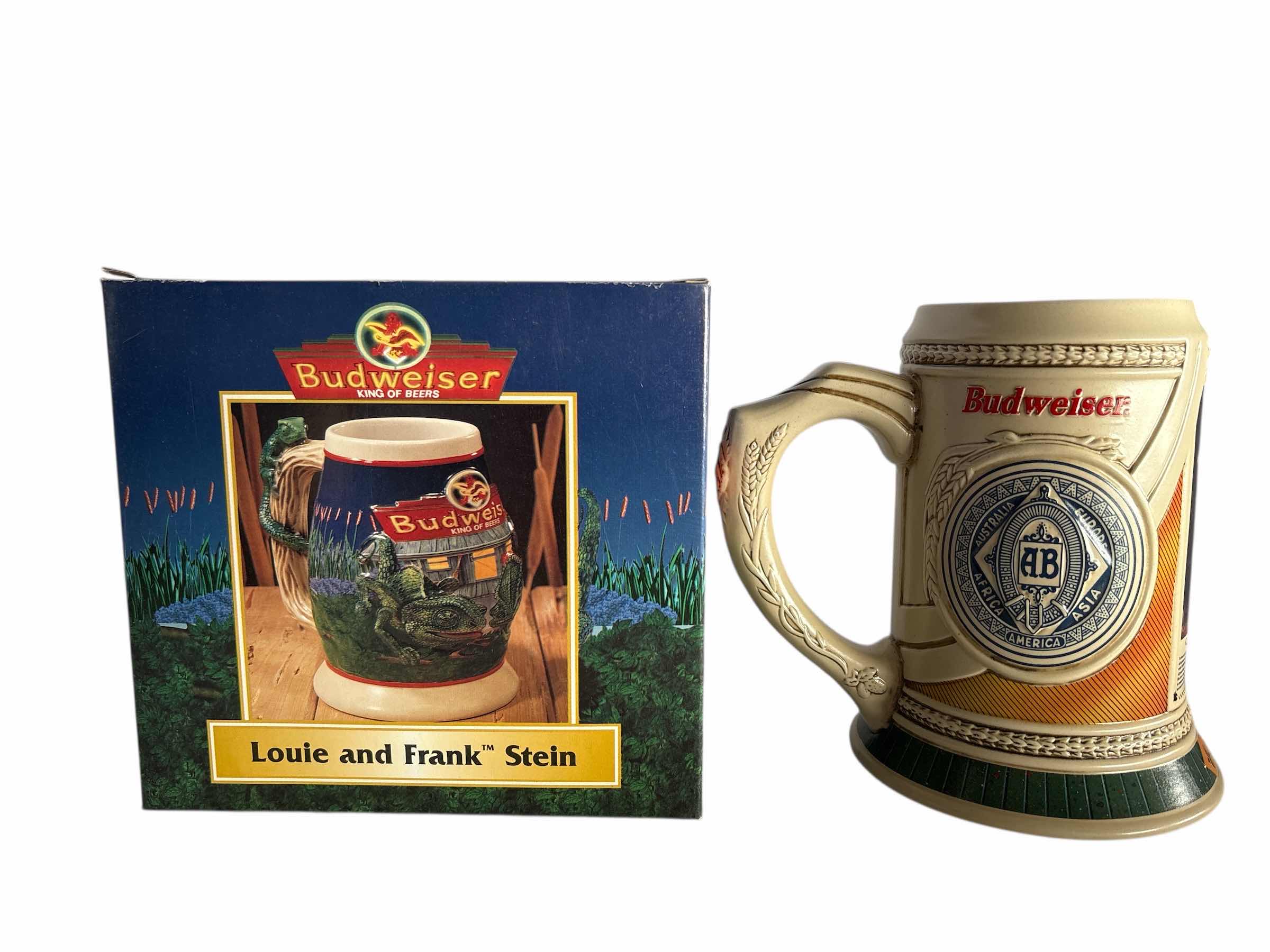 Photo 1 of 2-BUDWEISER LOUIE AND FRANK BEER STEIN'S H6.5”