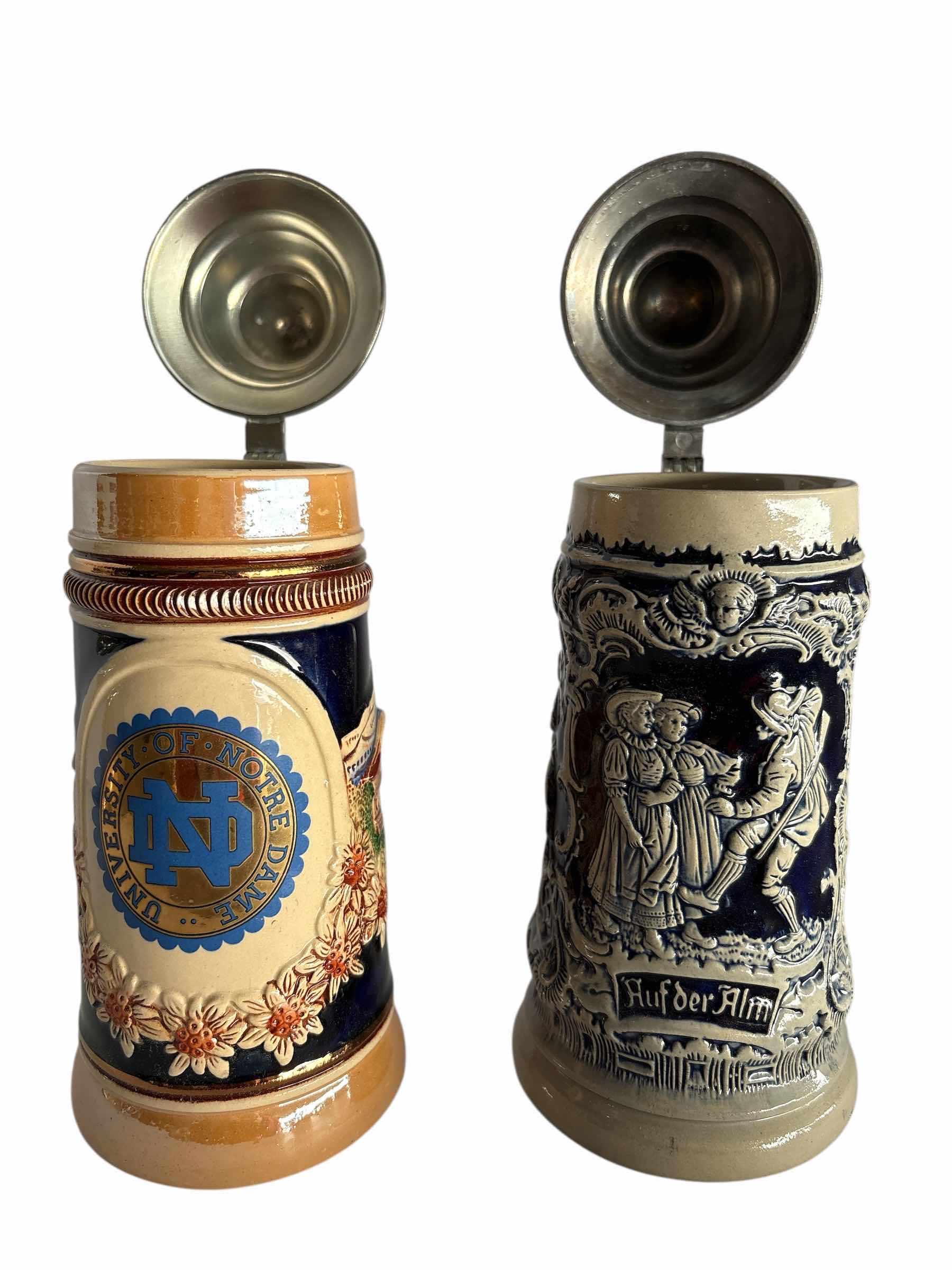 Photo 1 of 2-COLLECTIBLE CERAMIC TALL BEER STEIN'S H9”