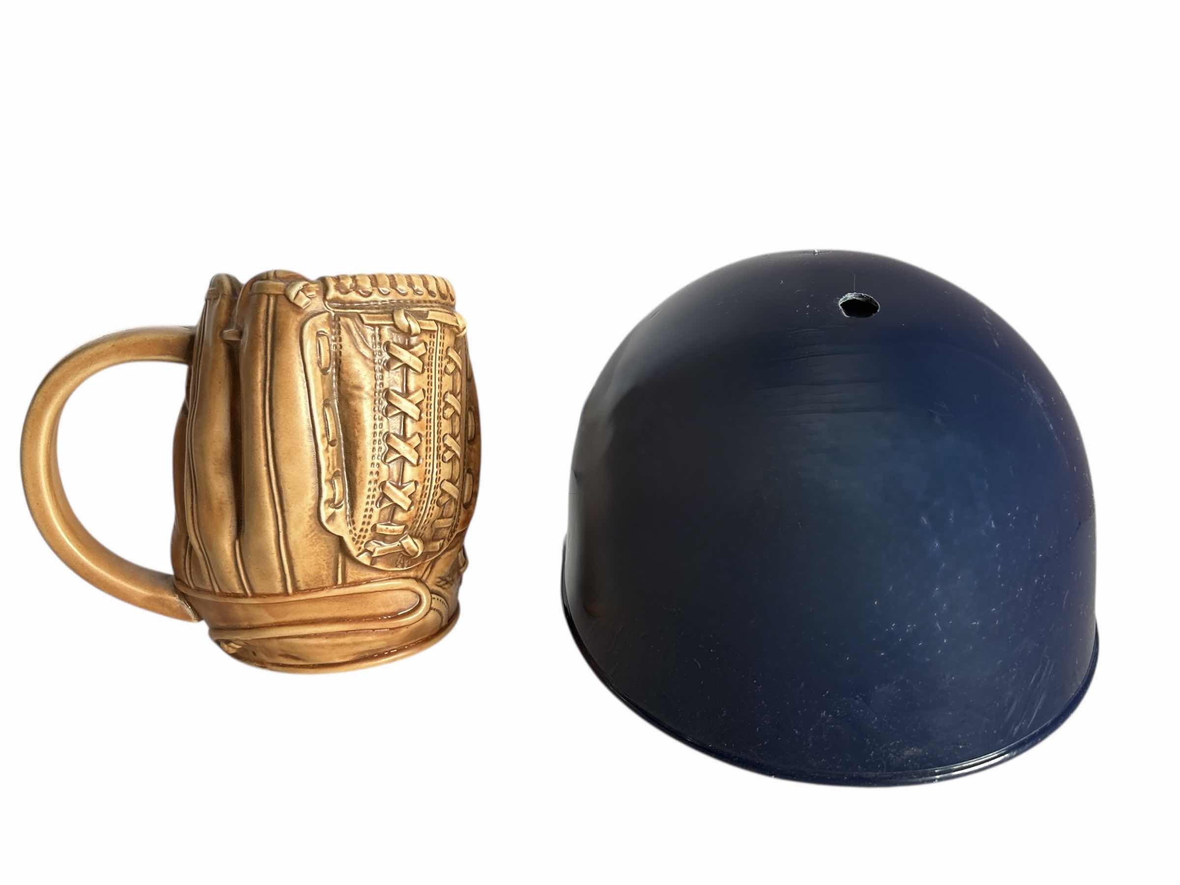 Photo 1 of BUDWEISER BASEBALL W GLOVE BEER STEIN, BOSTON RED SOX REPLICA PLASTIC HELMET