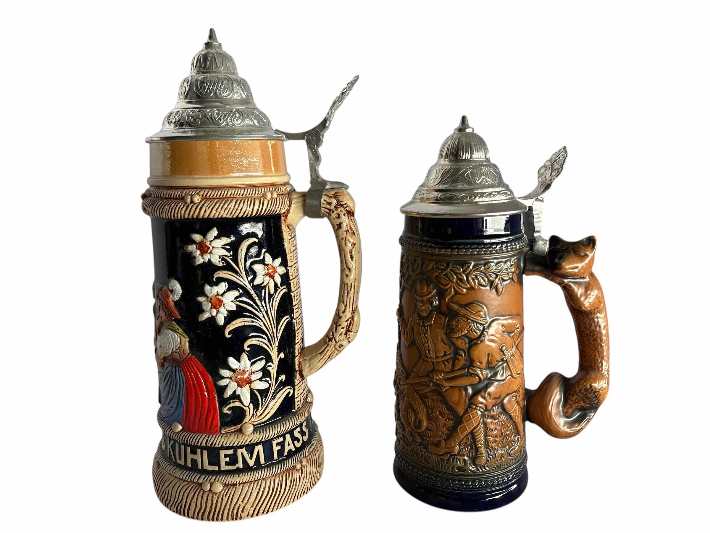 Photo 1 of 2-COLLECTIBLE GERMAN BEER STEIN'S H11.5”