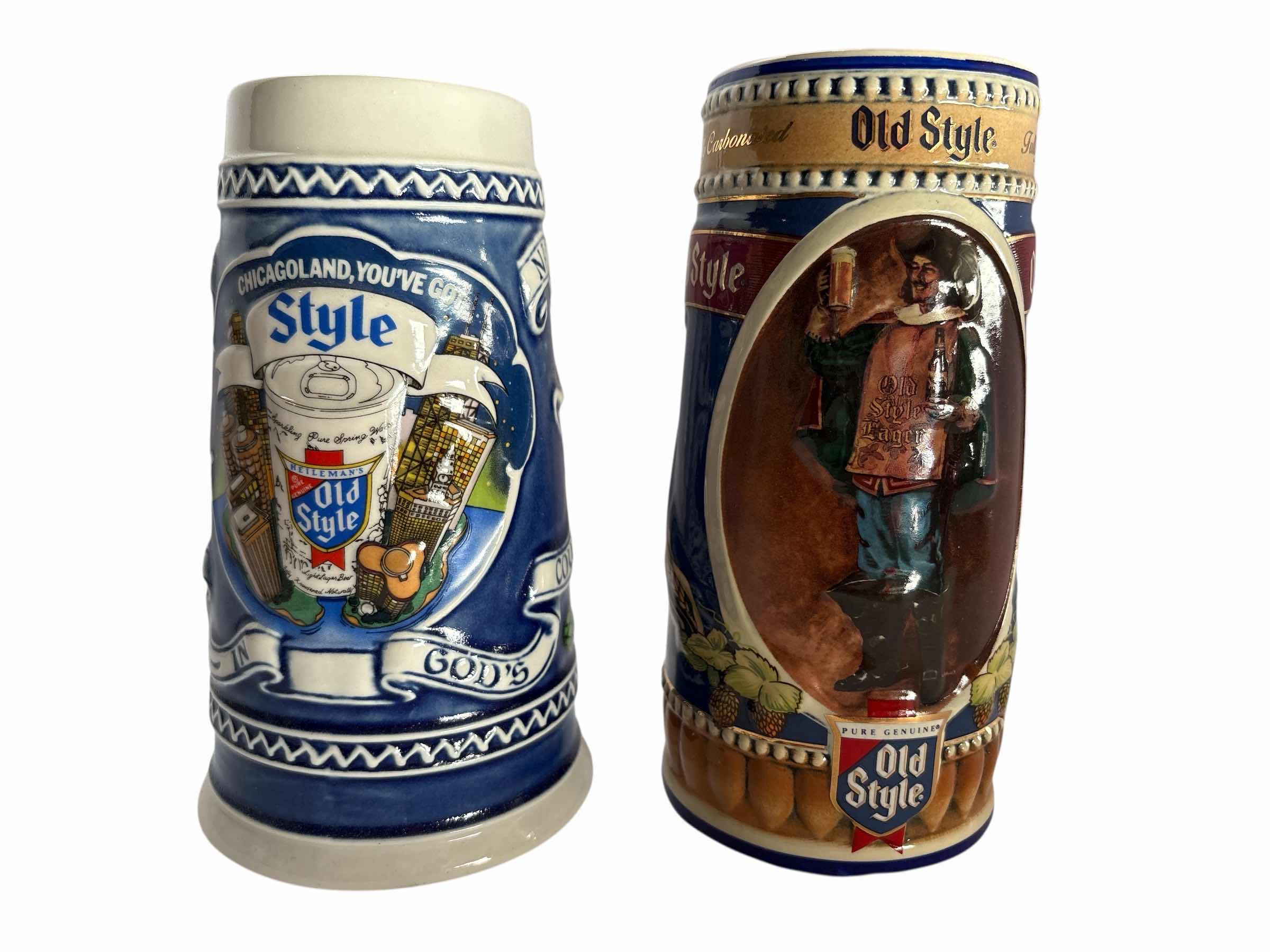 Photo 1 of 2-OLD STYLE BEER STEIN'S H7.75”