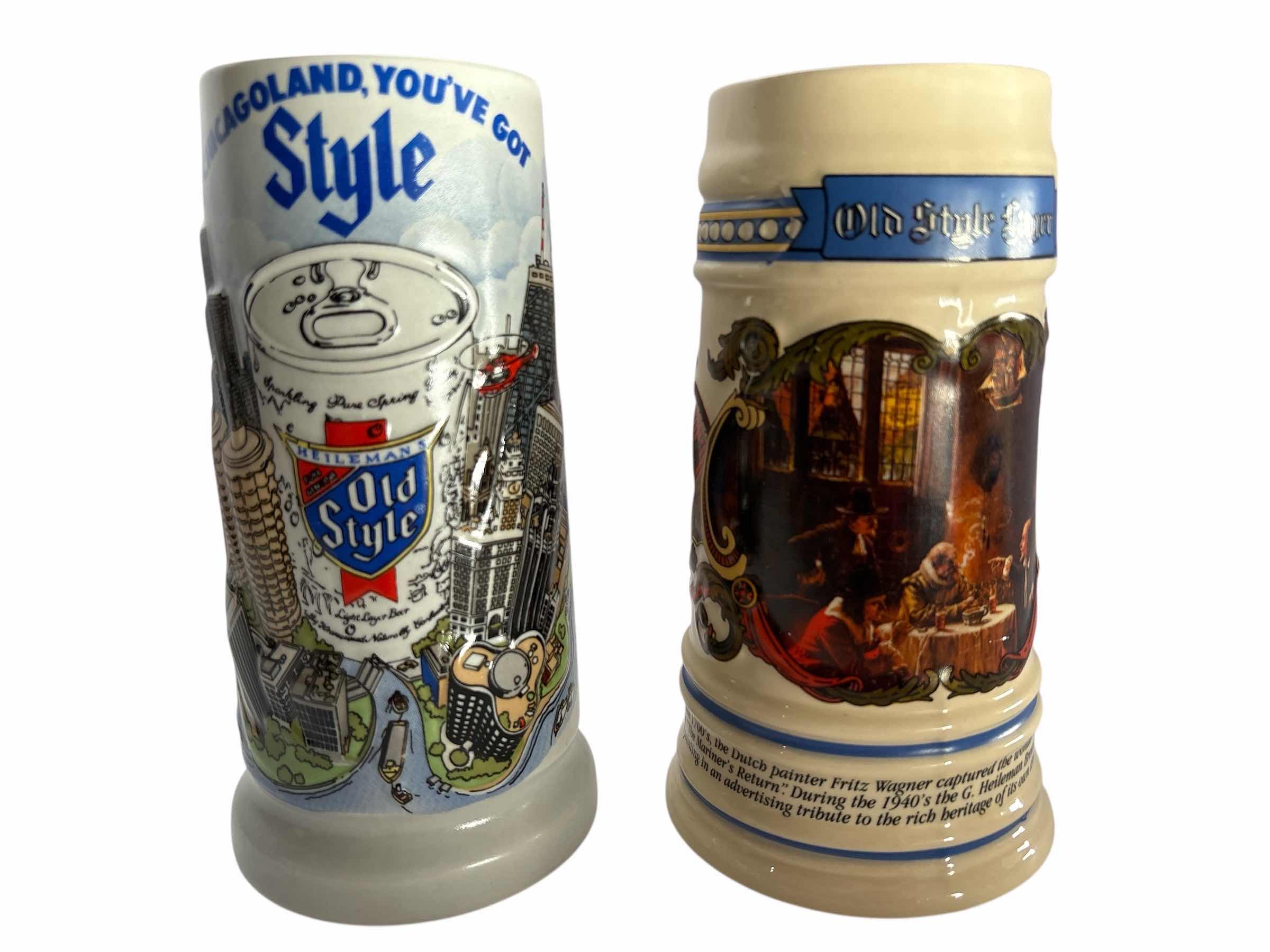 Photo 1 of 2-COLLECTIBLE OLD STYLE BEER STEIN'S H7.75”