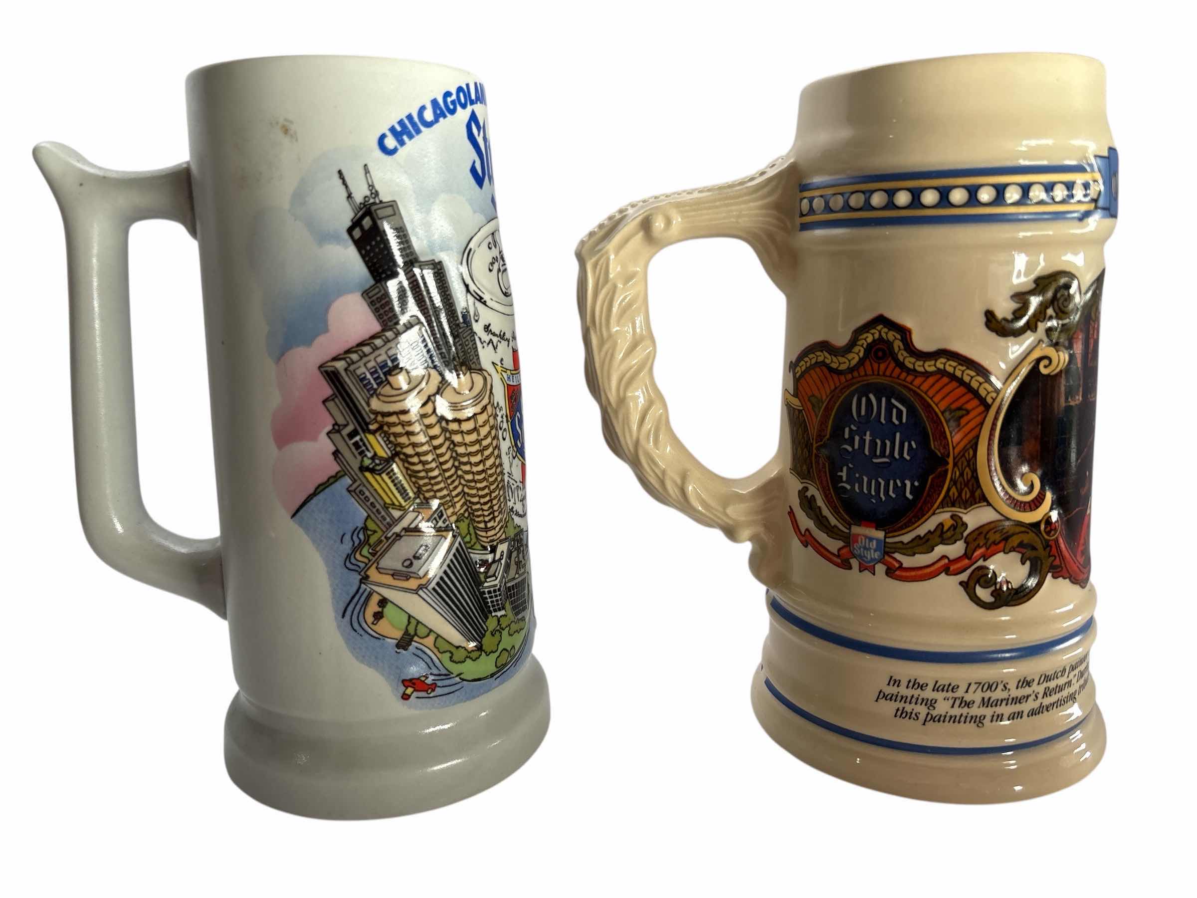 Photo 1 of 2-COLLECTIBLE OLD STYLE BEER STEIN'S H7.75”